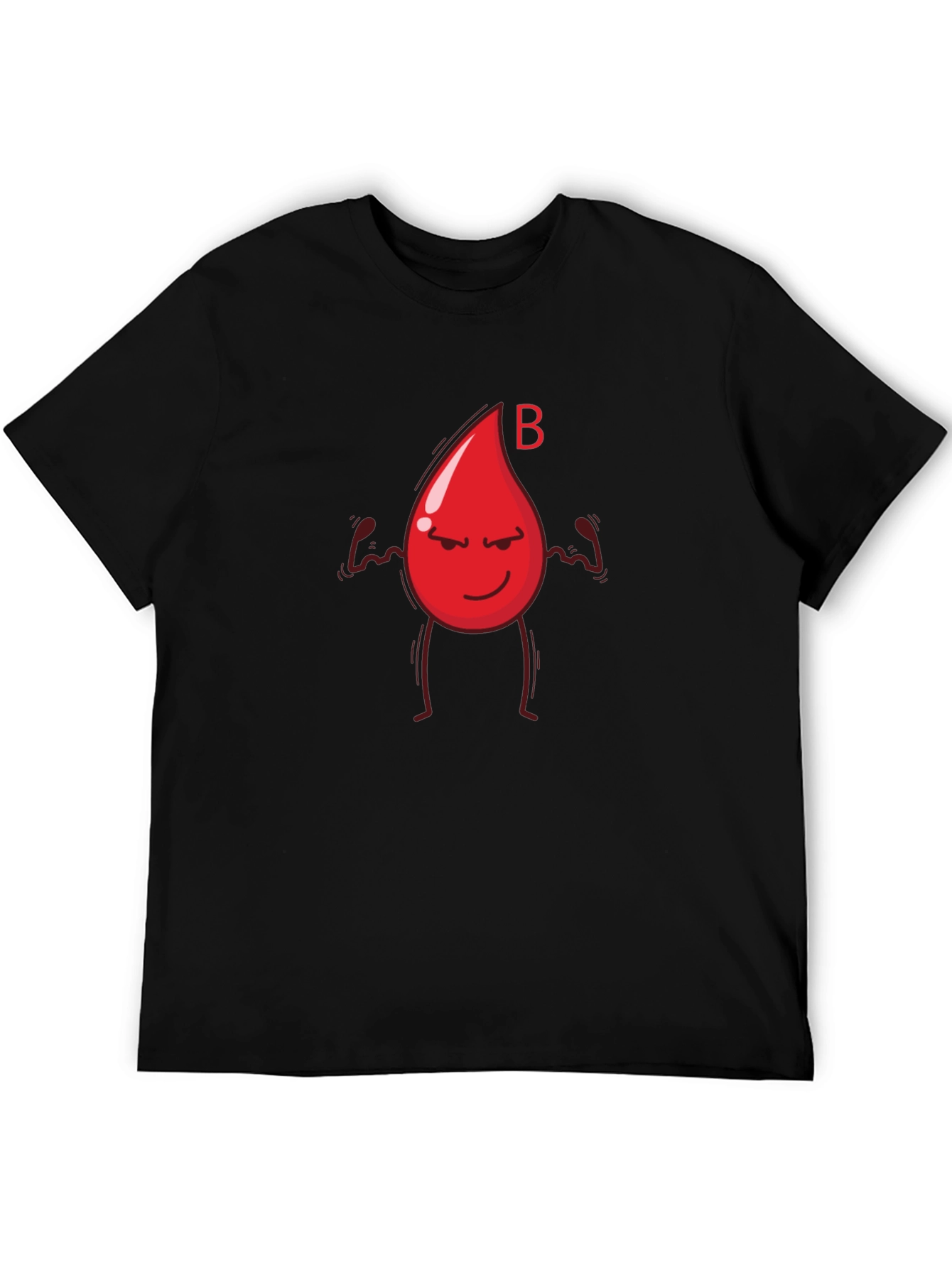 Black B Blood Type Cartoon Graphic Black T-Shirt view 5