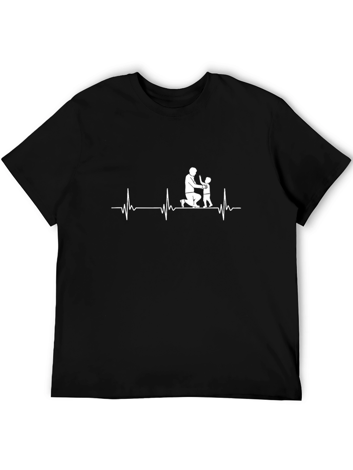 Black Father & Child Heartbeat Black T-Shirt view 5