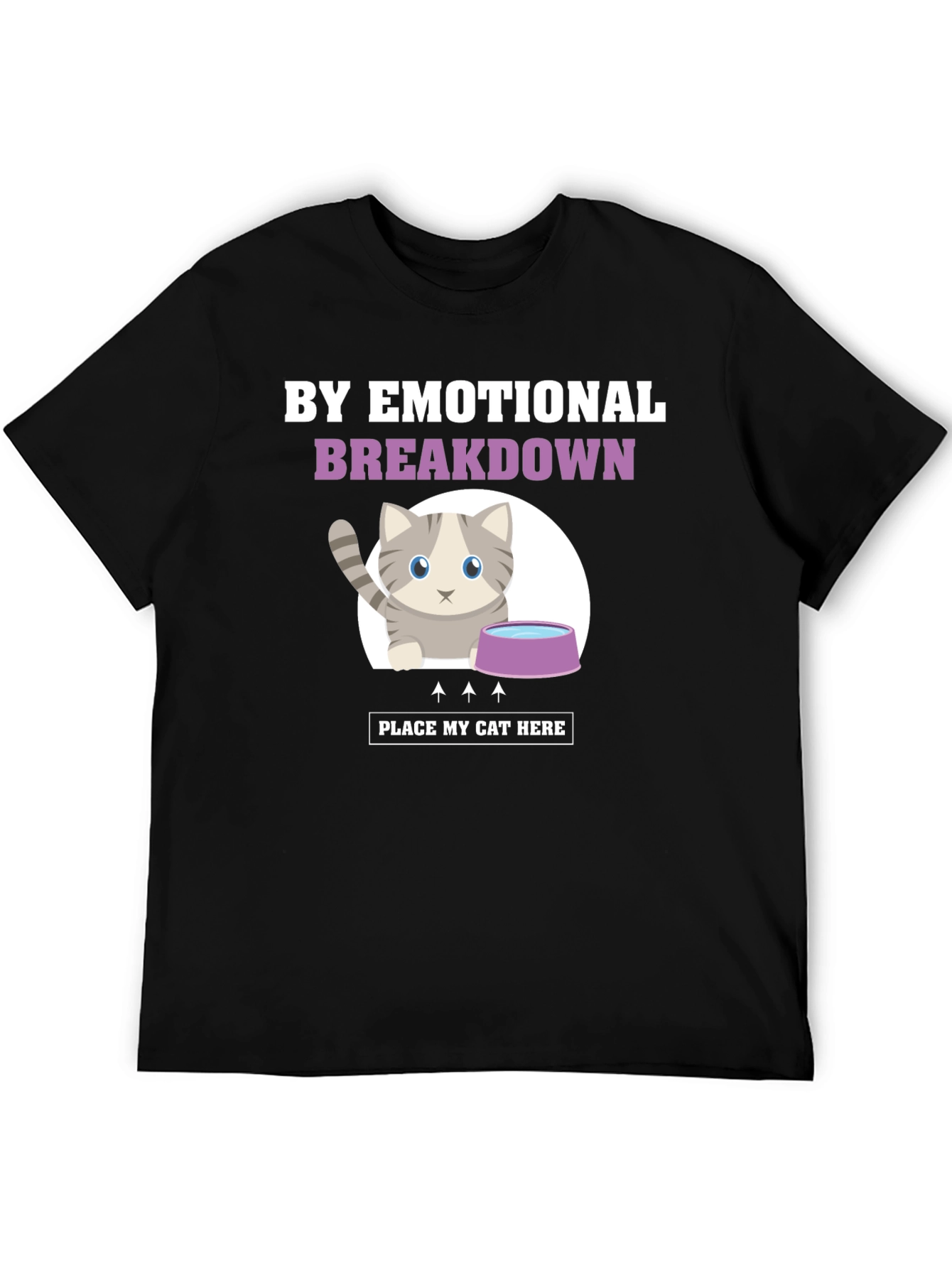 Black Emotional Breakdown Cat T-Shirt view 5