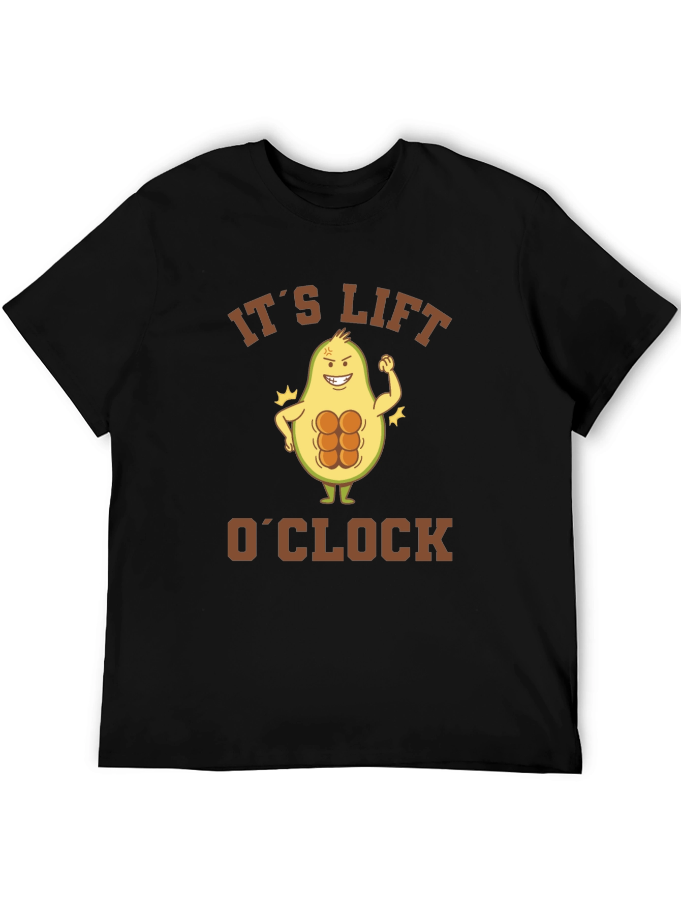 Black Funny Avocado Lift O'Clock T-Shirt - Gym Humor! view 5