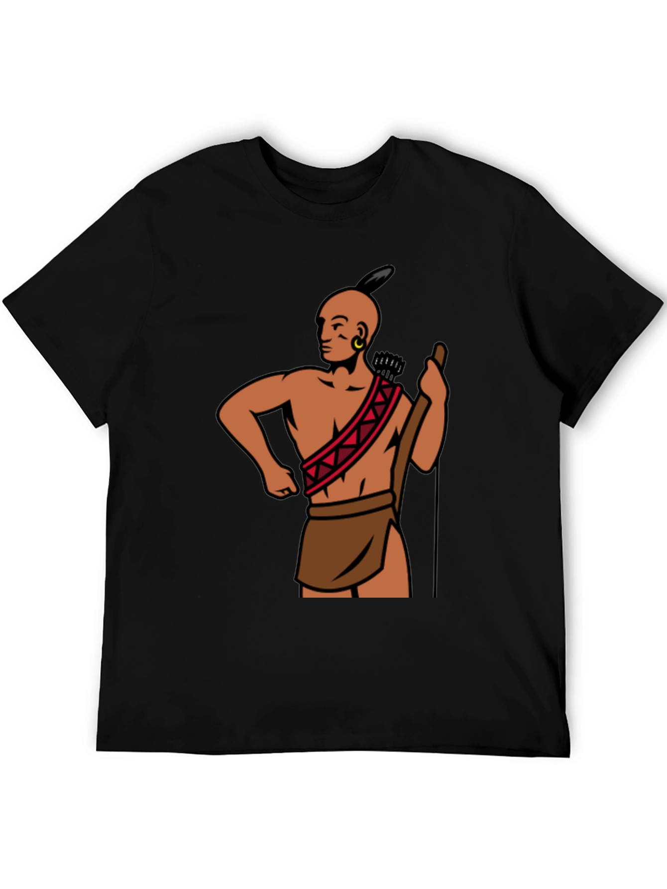 Black Native American Warrior Graphic Tee - Black view 5