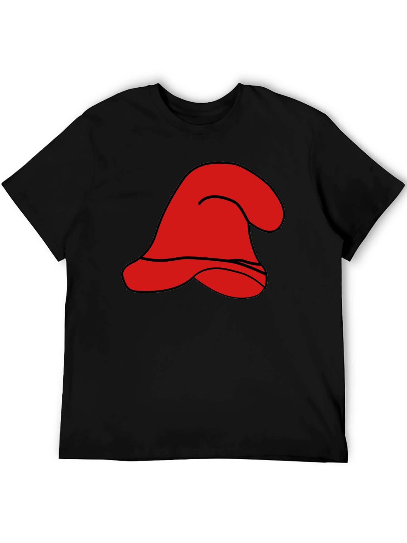 Black Red Cartoon Hat Graphic Black T-Shirt view 5