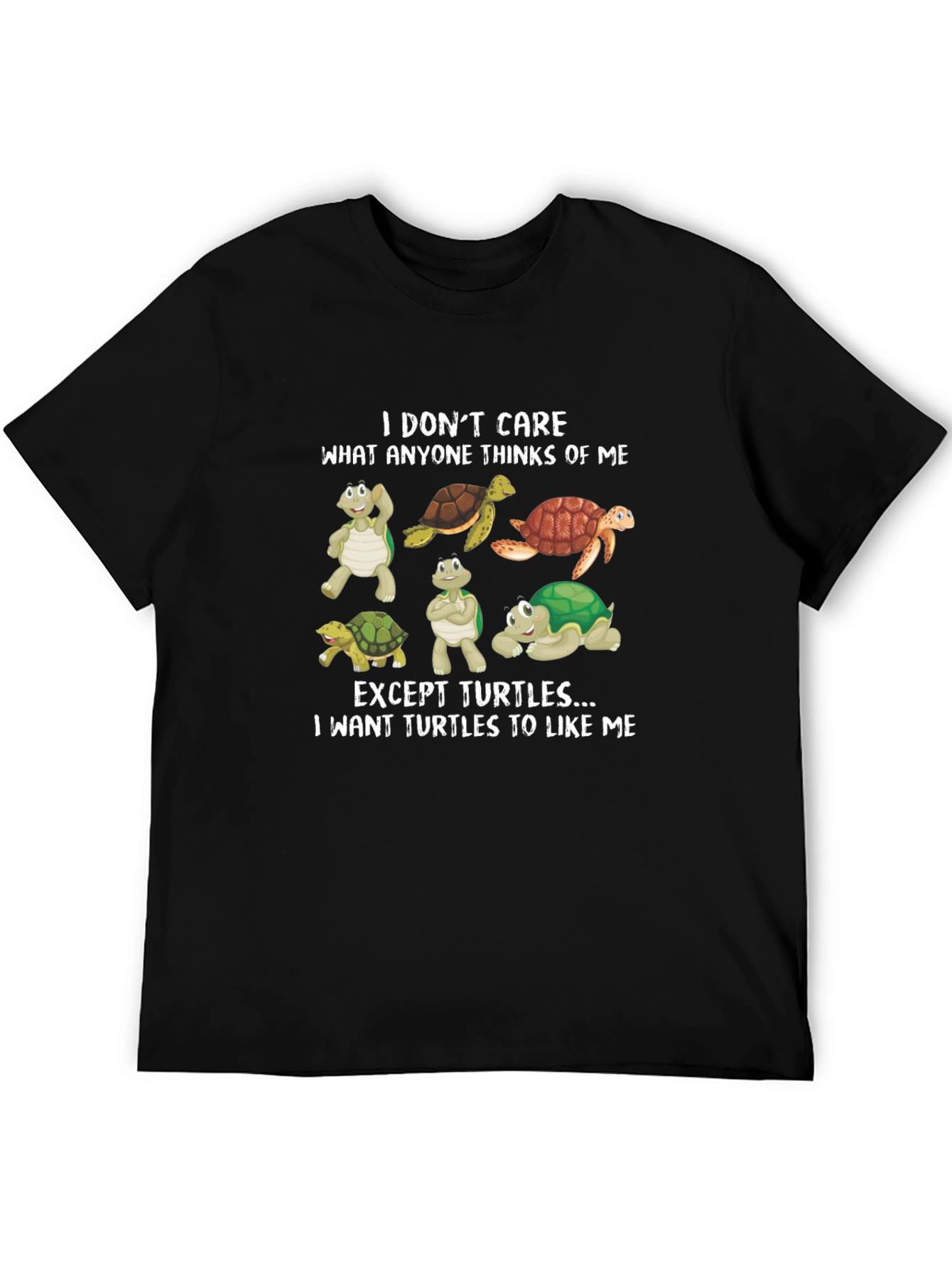 Black Turtle Lover Tee - "I Want Turtles to Like Me" T-Shirt view 5