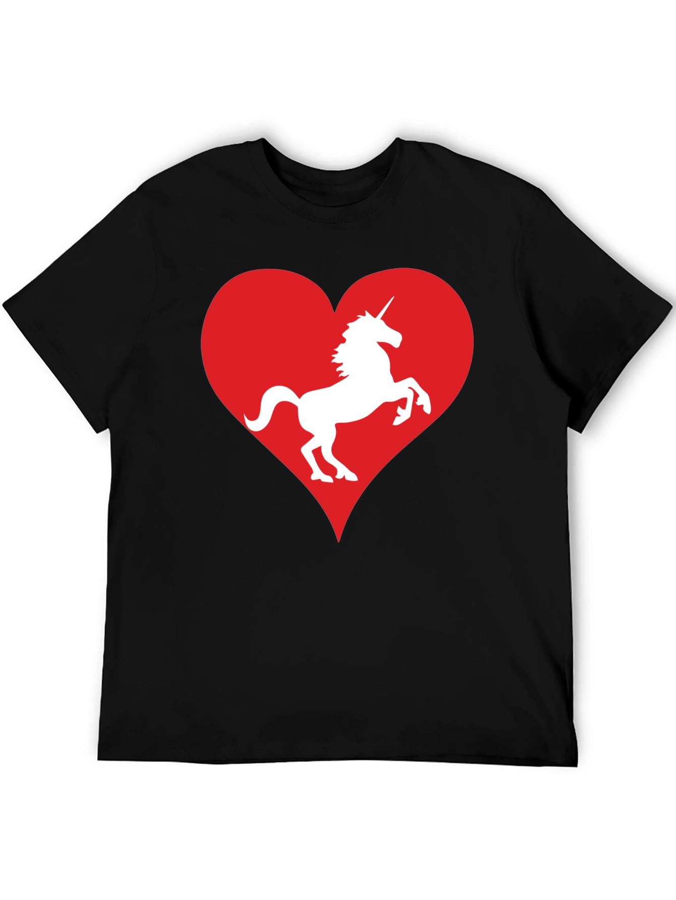 Black Unicorn Heart Graphic Tee - Black Cotton T-Shirt view 5