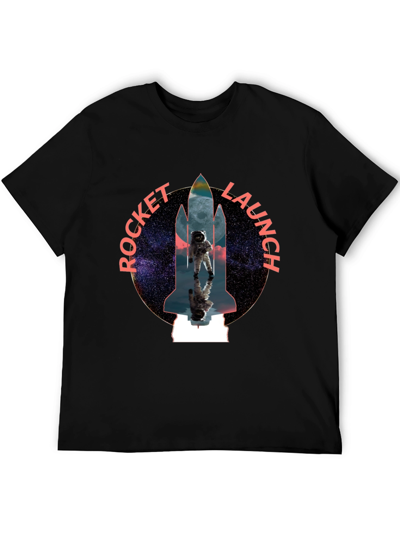 Black Rocket Launch Graphic Tee - Space Astronaut Design view 5
