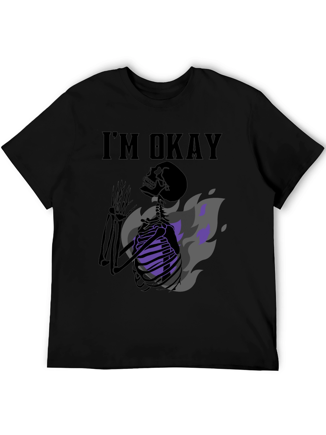 Black I'm Okay Skeleton Graphic Tee - Black view 5