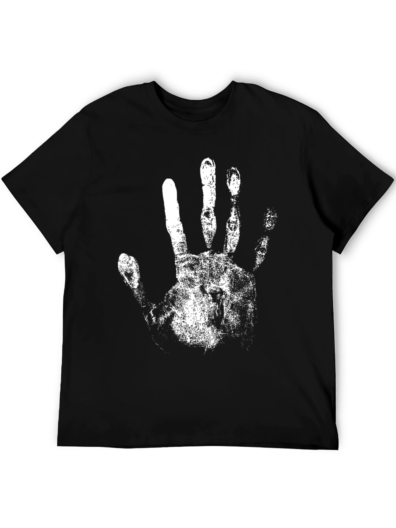 Black Black T-Shirt with White Handprint Design view 5