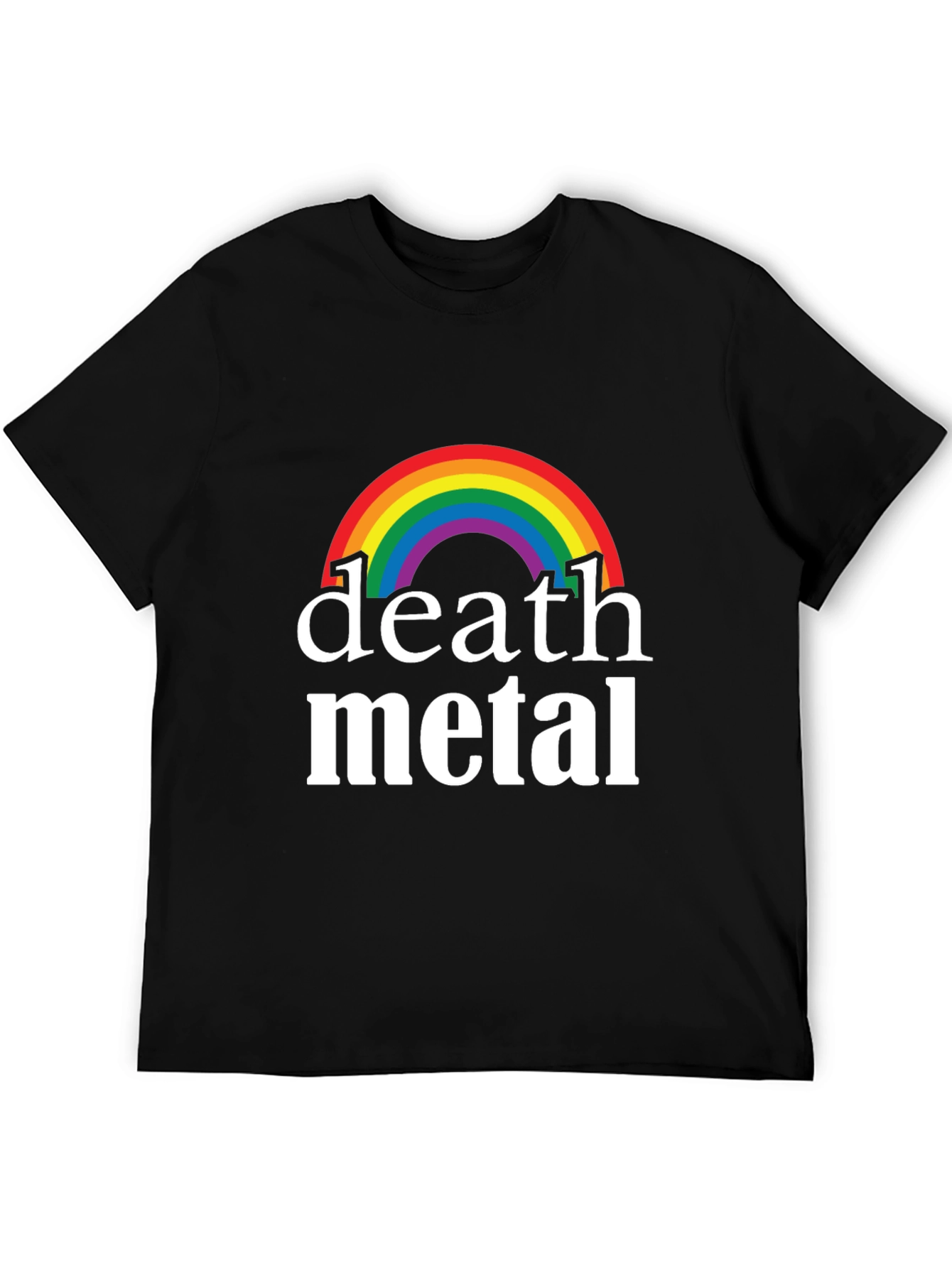 Black Rainbow Death Metal Graphic T-Shirt - Black Cotton Tee view 5