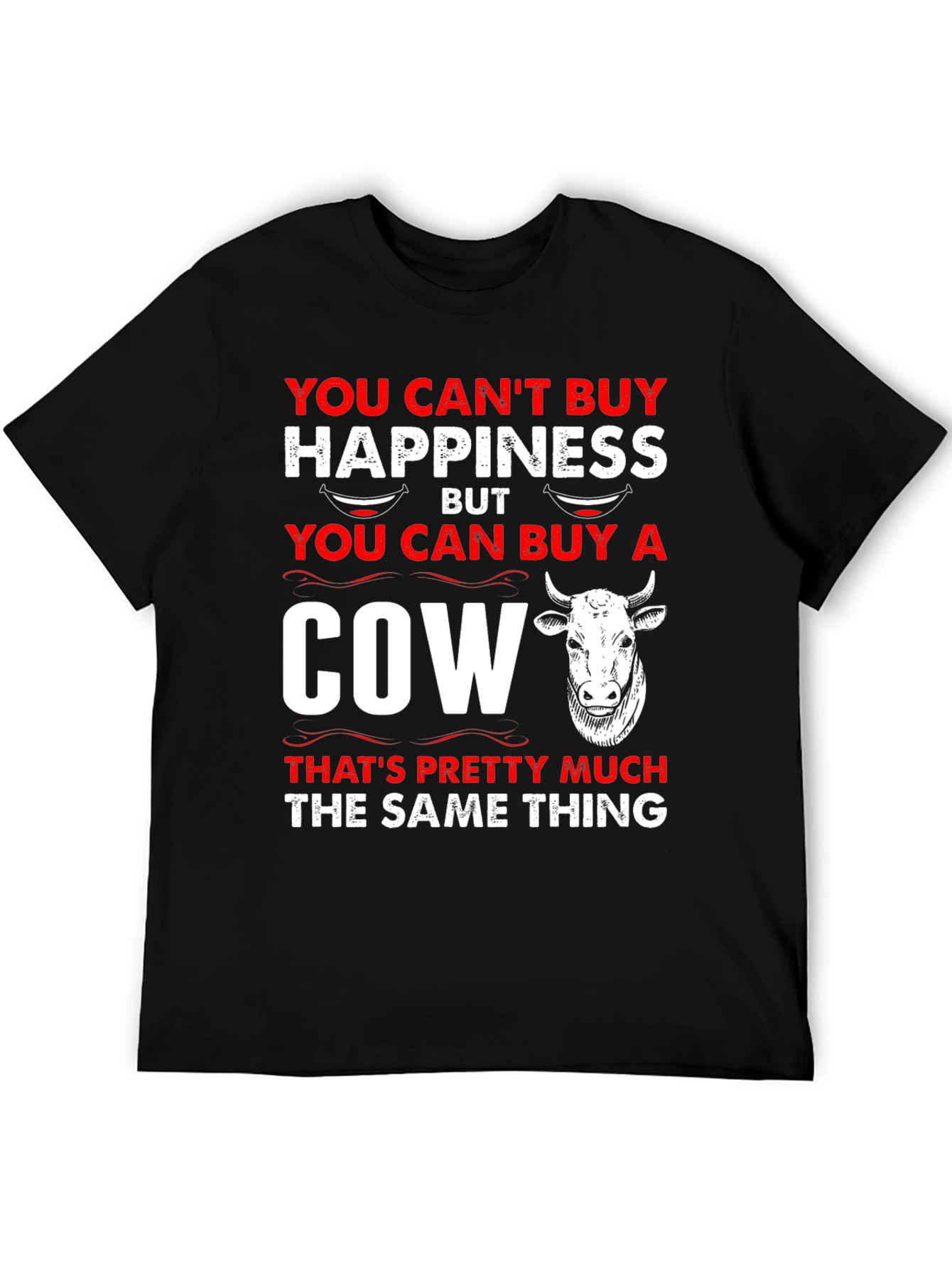 Black Buy a Cow T-Shirt: Happiness is a Cow! view 5