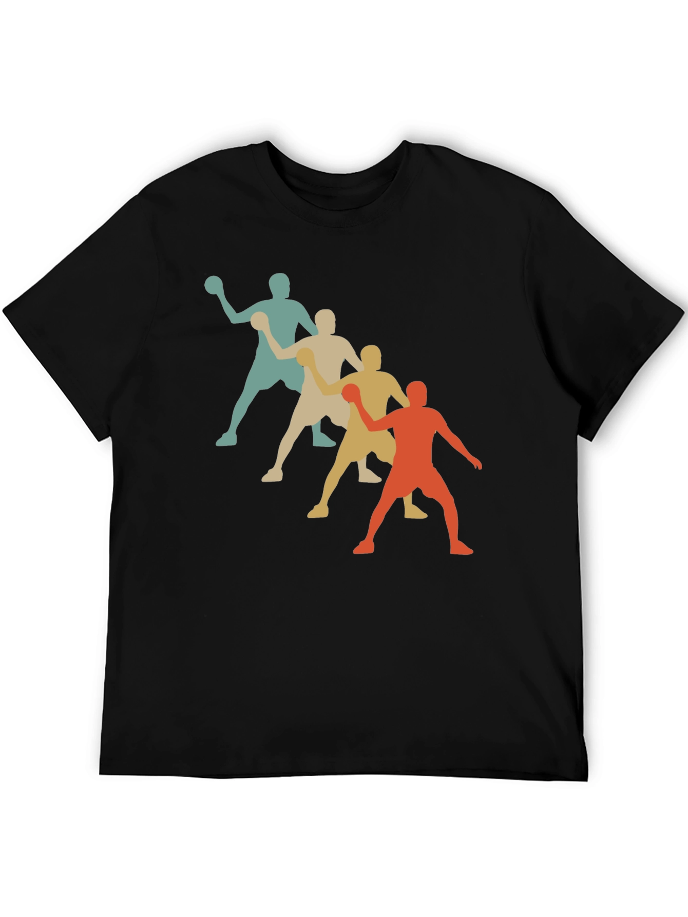 Black Retro Handball Thrower Graphic T-Shirt view 5