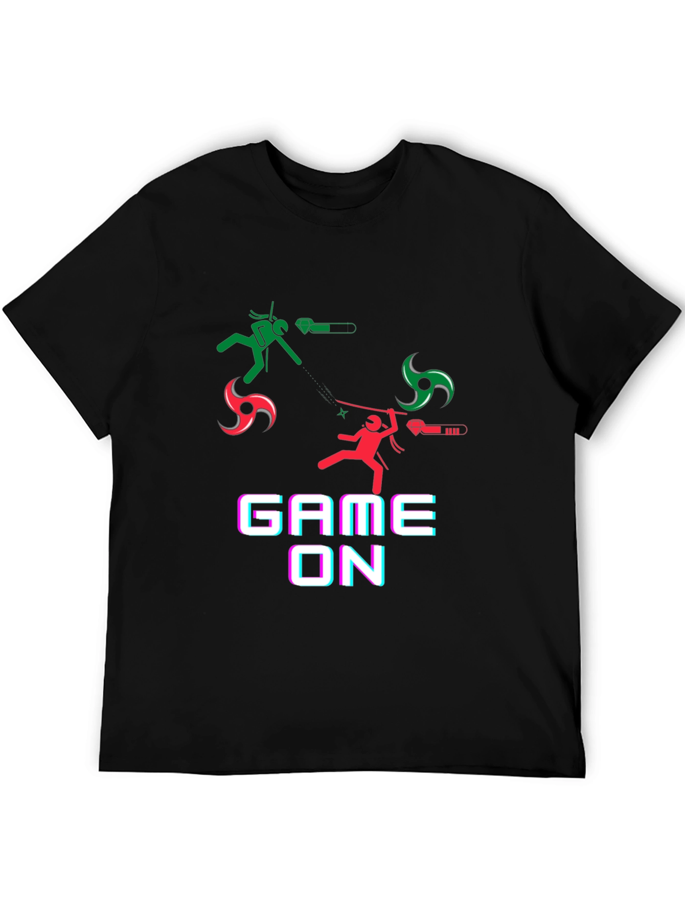 Black Game On Black T-Shirt - Ninja Stick Figure Design view 5