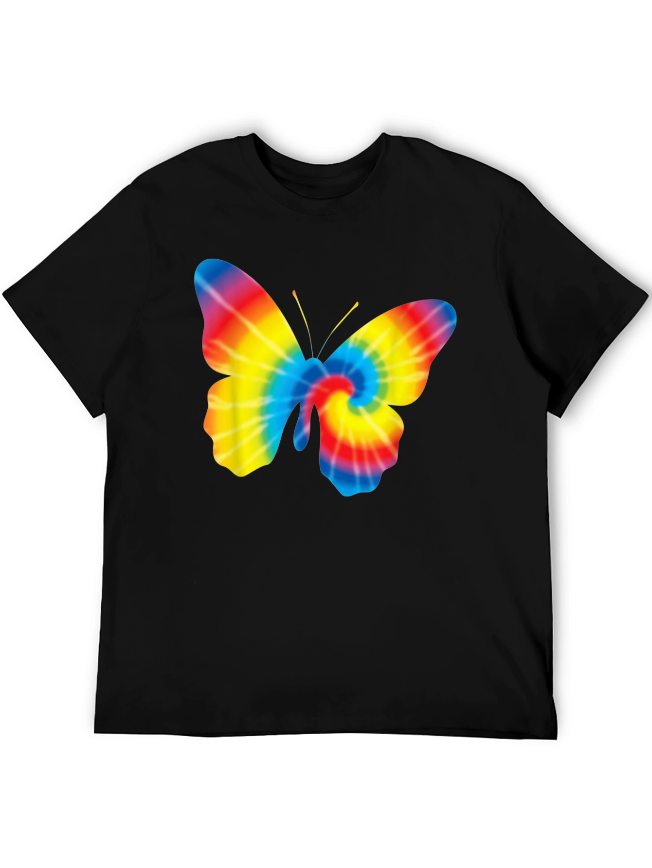 Black Tie Dye Butterfly Graphic Black T-Shirt view 5