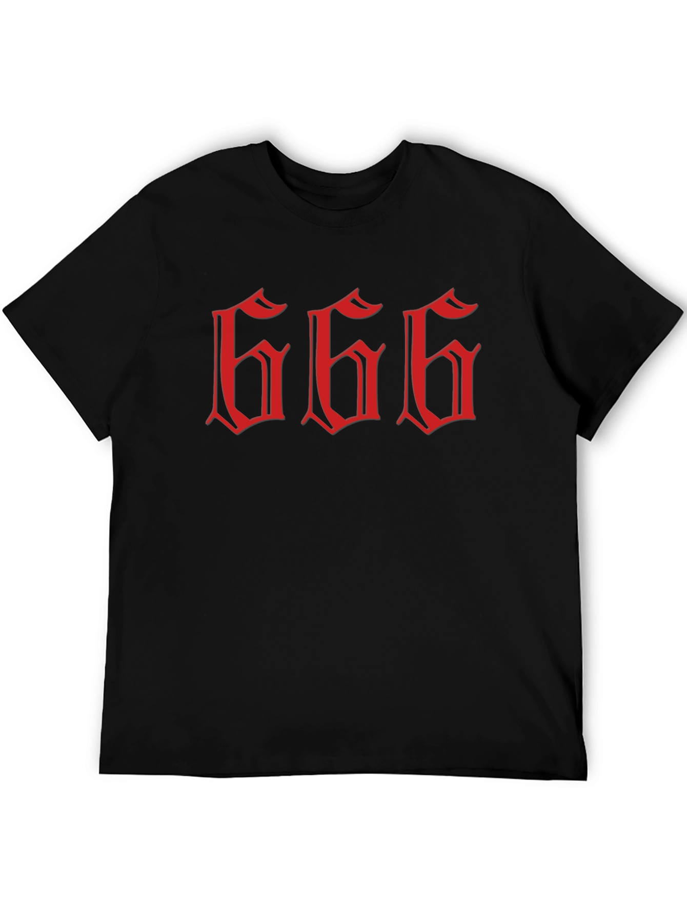 Black Men's Graphic Tee - Red "666" Design view 5
