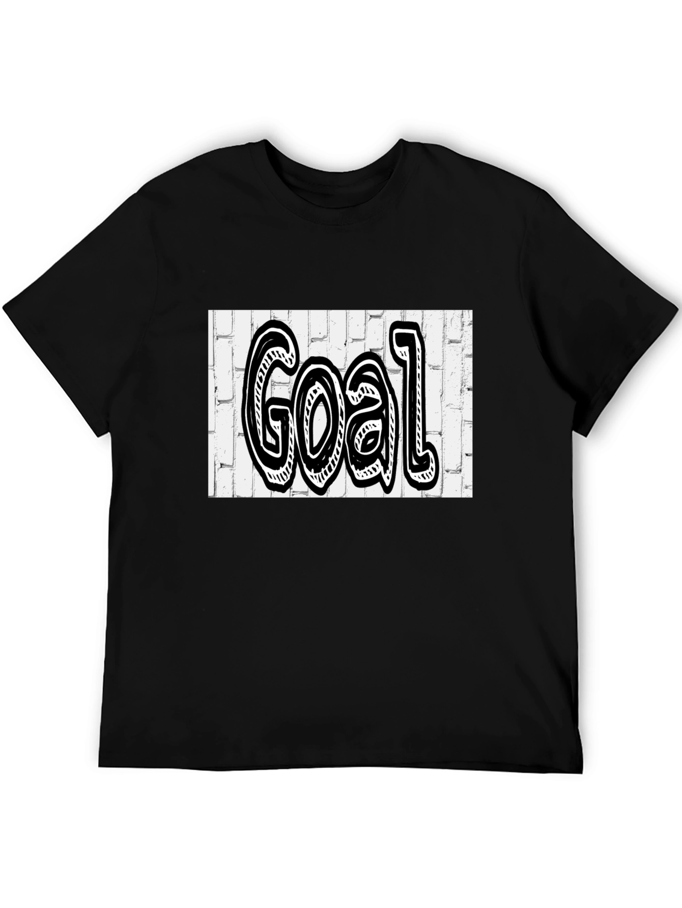 Black Goal Graffiti Style Tee - Black Cotton Blend Shirt view 5
