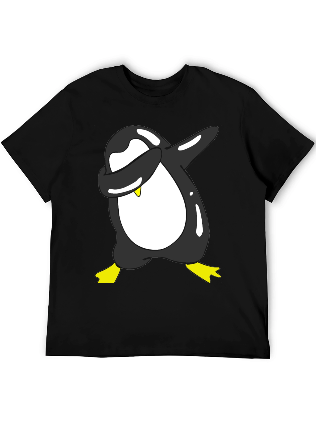 Black Dabbing Penguin Graphic Tee - Black Cotton Blend view 5