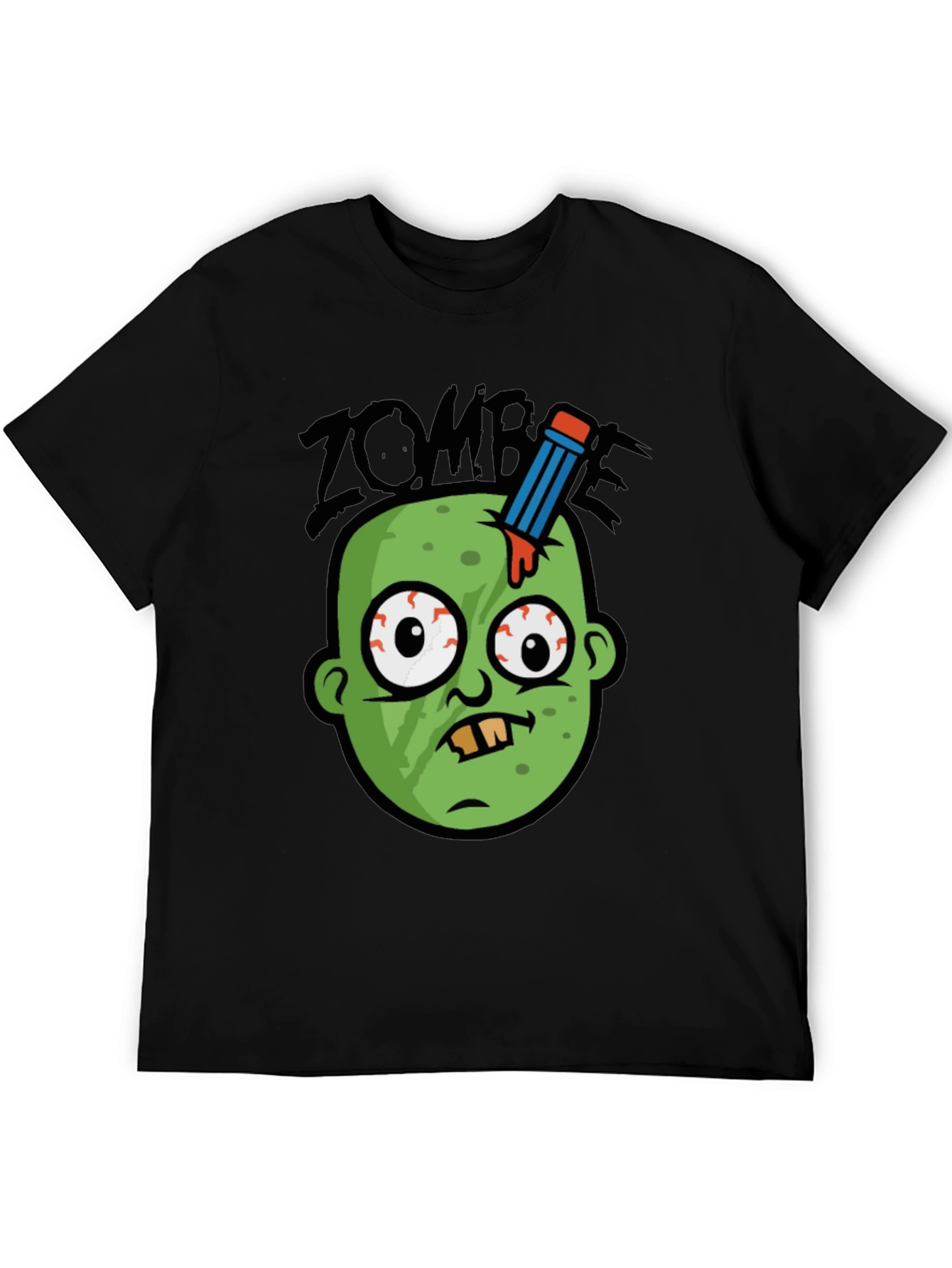 Black Zombie Pencil Head Men's Graphic Tee view 5