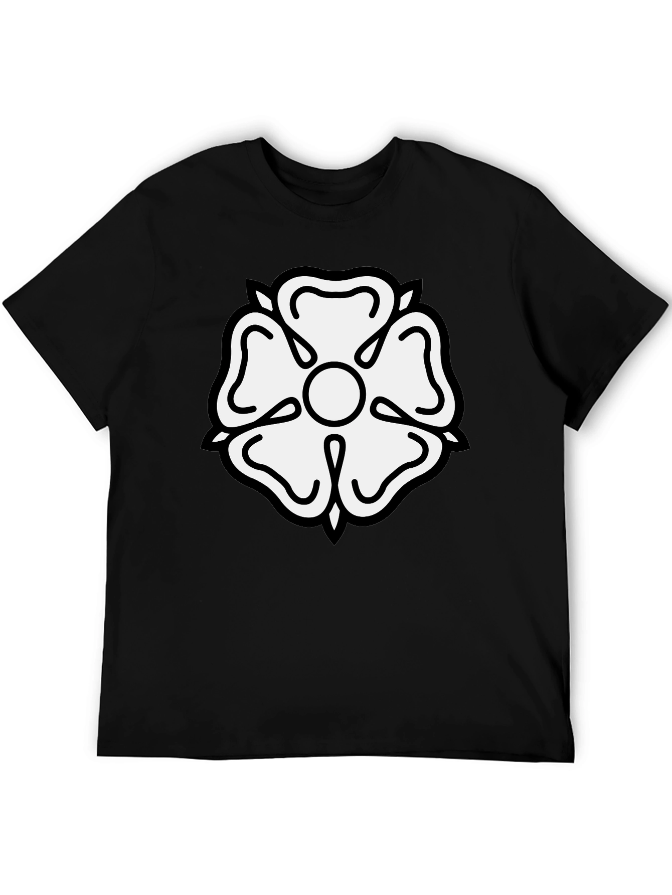 Black Black T-Shirt with White Tudor Rose Emblem view 5