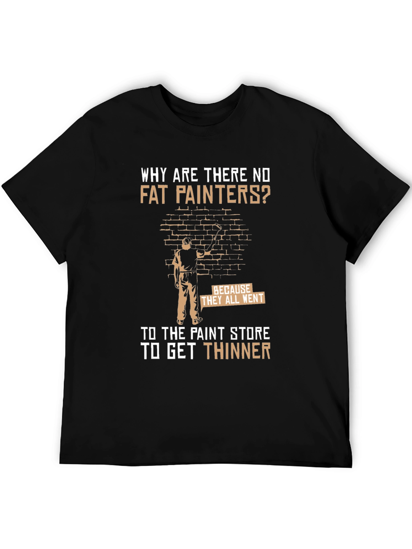 Black Funny Painter T-Shirt: Why Are There No Fat Painters? view 5