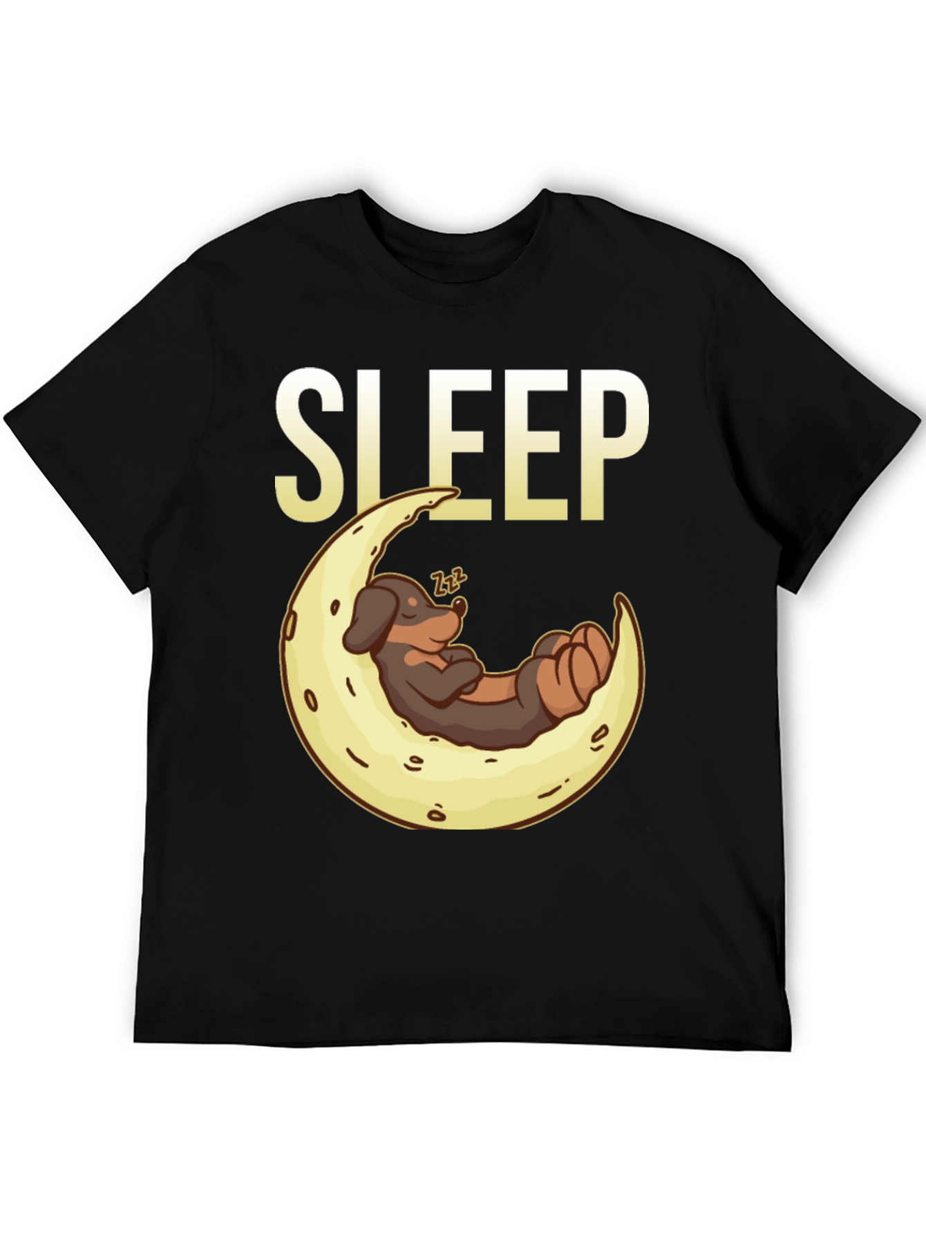 Sleepy Dog on Moon Graphic Tee - Black - 5