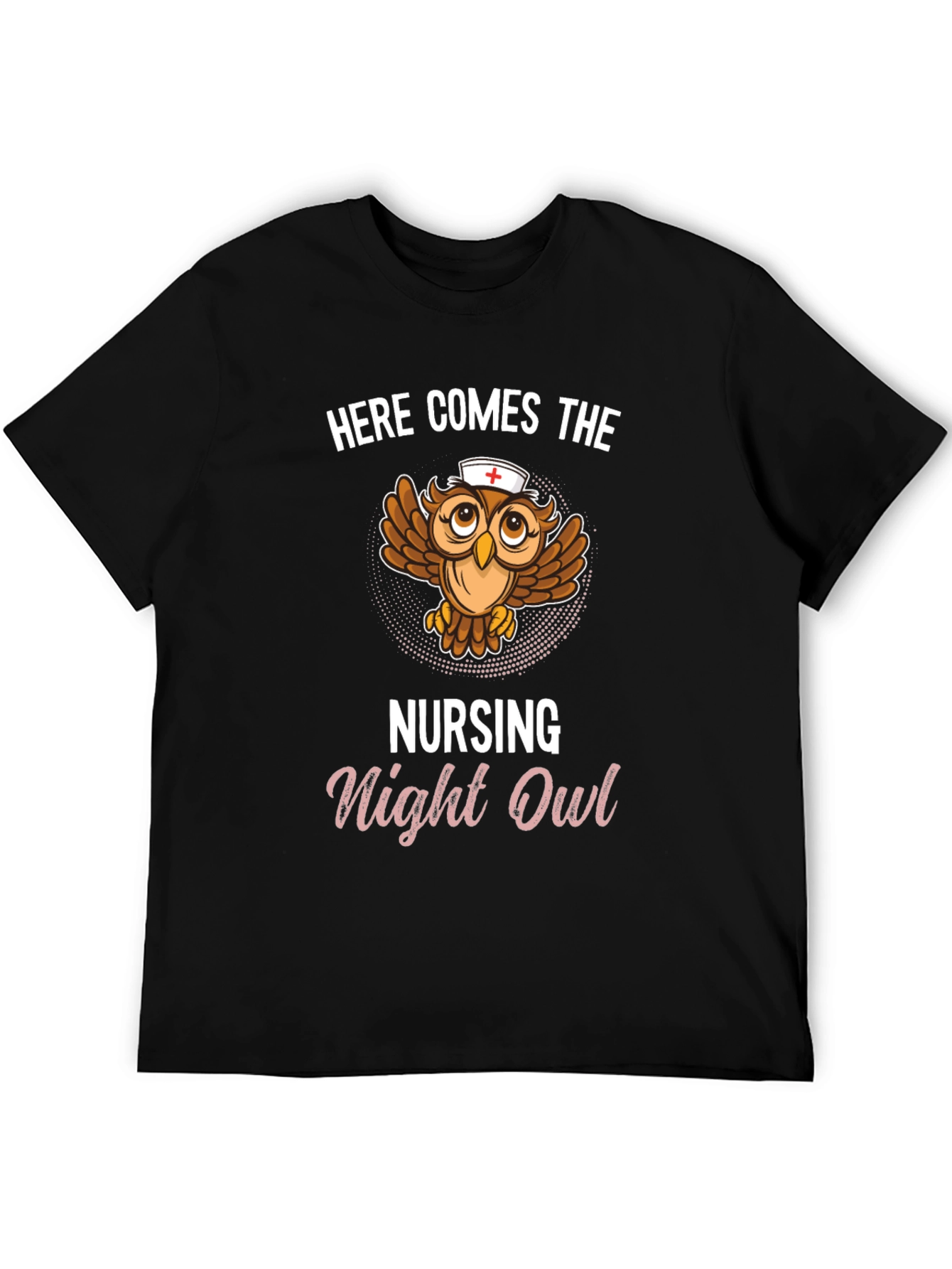 Black Nursing Night Owl T-Shirt - Funny Nurse Tee view 5
