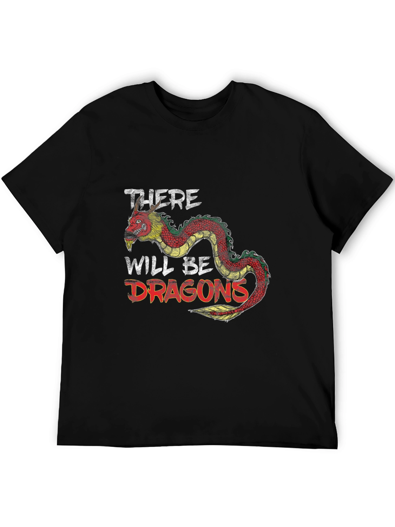 Black There Will Be Dragons Graphic Tee - Black Cotton Shirt view 5
