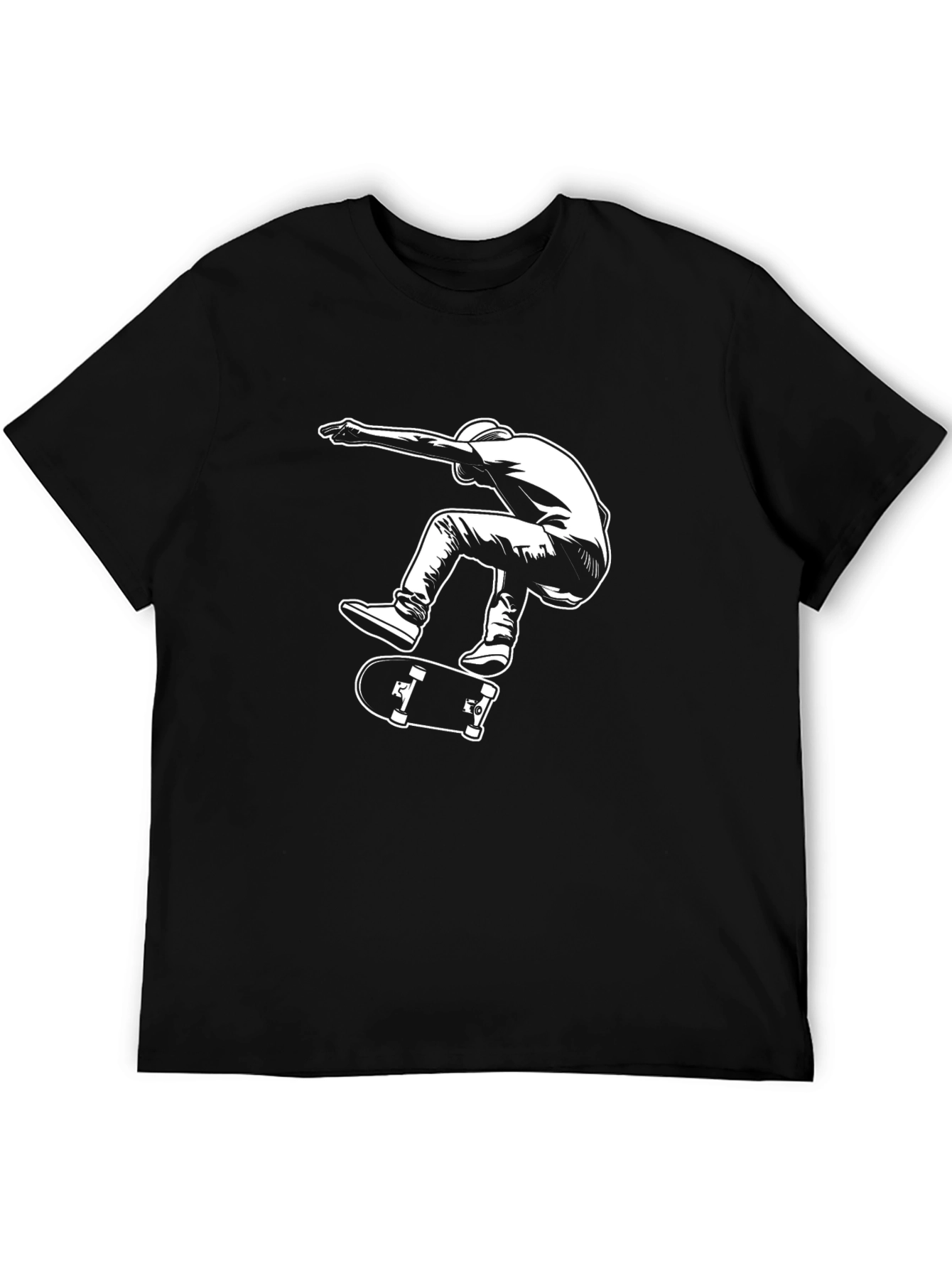 Black Cool Skateboarder Graphic Tee - Black Cotton Shirt view 5
