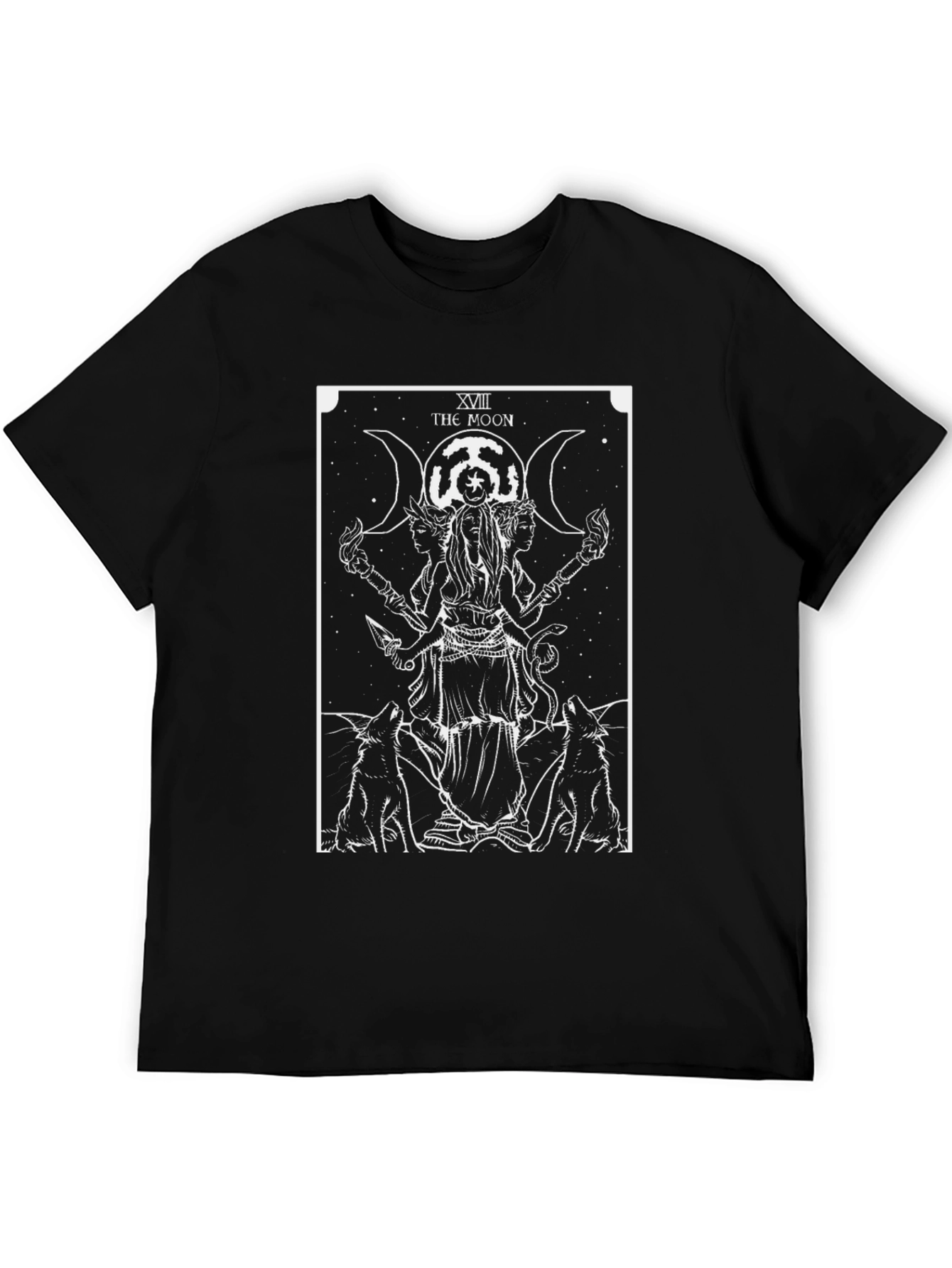 Black The Moon Tarot Card Graphic T-Shirt - Black view 5
