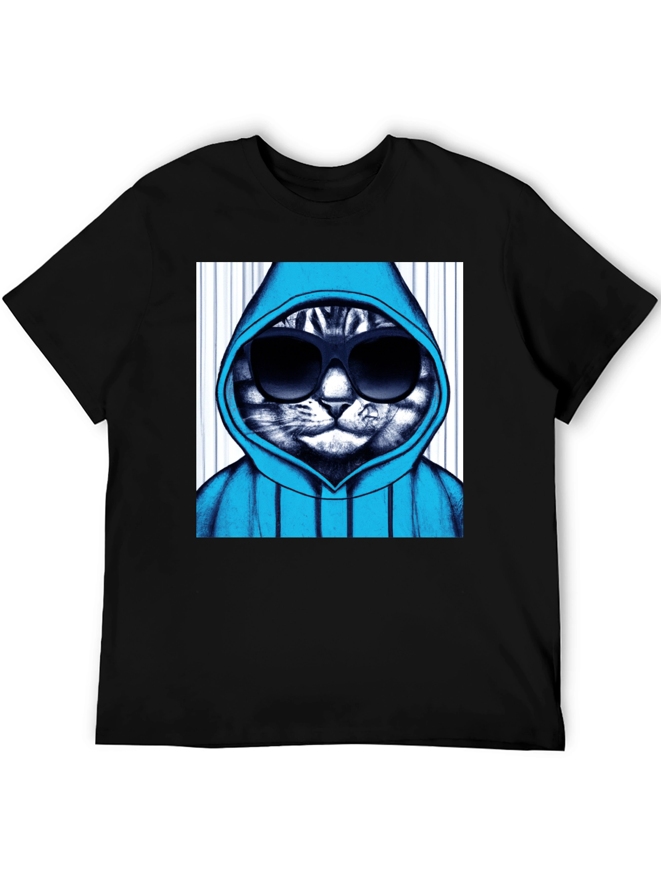 Black Cool Cat Hoodie Graphic Tee - Black view 5