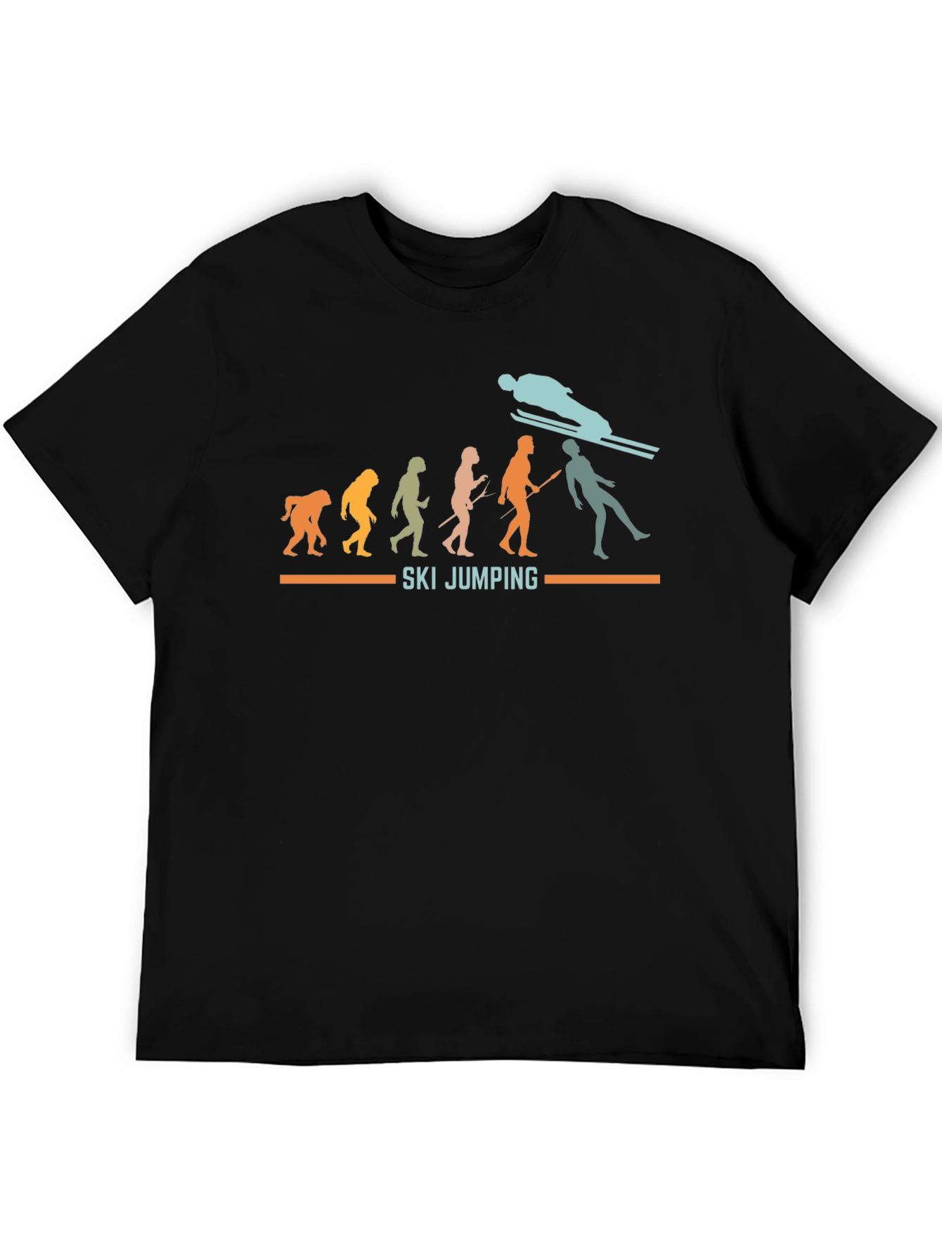 Black Ski Jumping Evolution Graphic Tee view 5