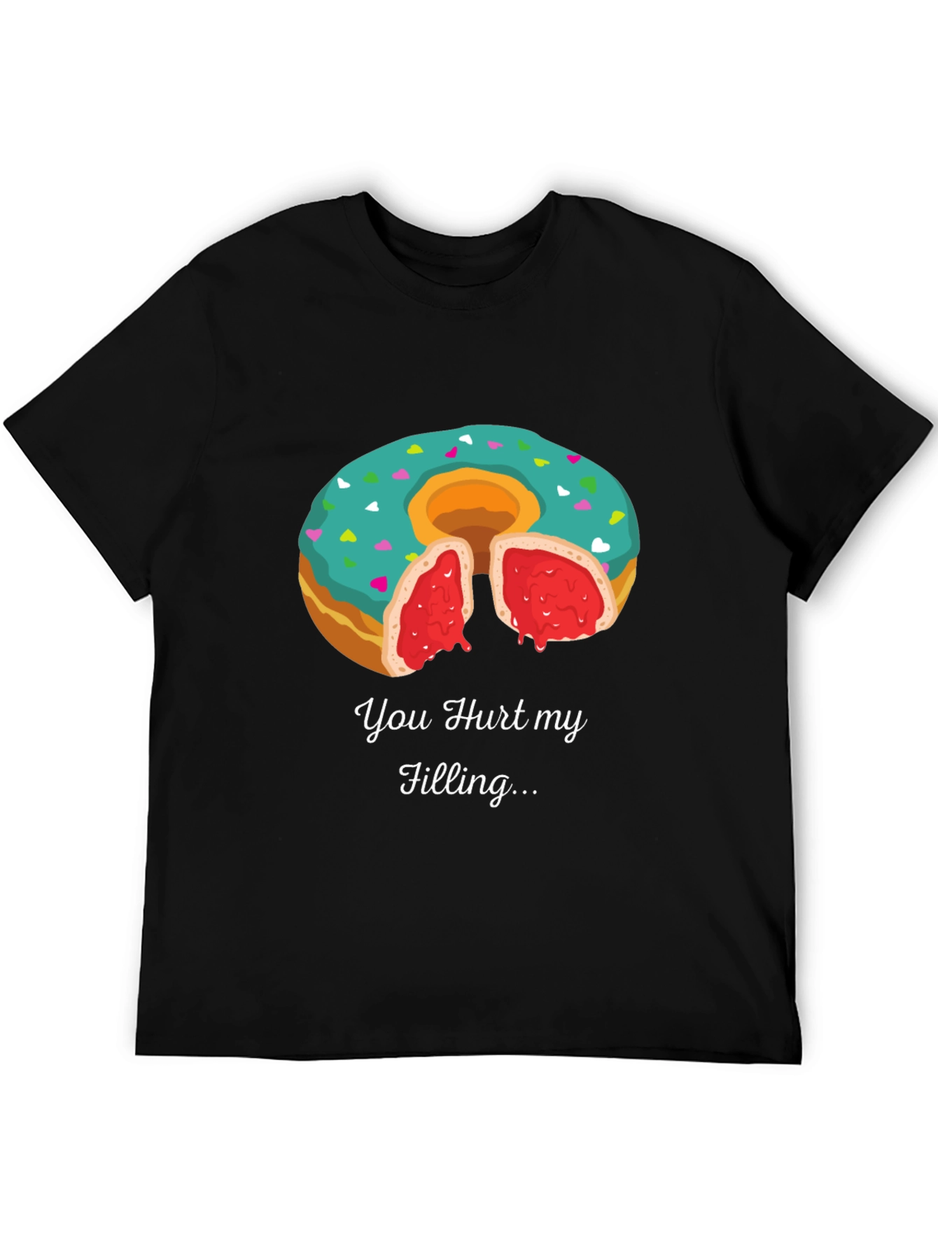 Black You Hurt My Filling Funny Donut T-Shirt view 5