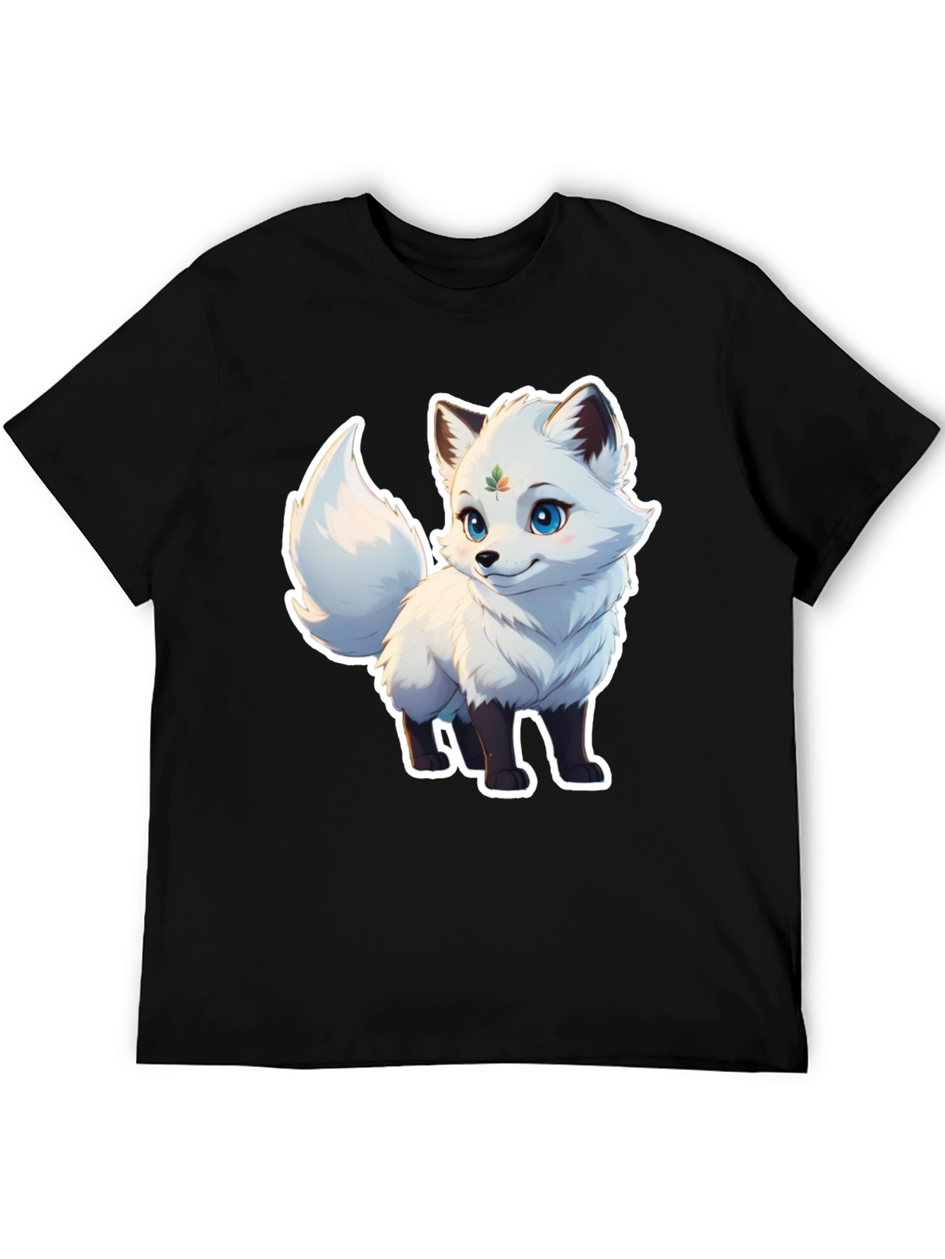 Black Cute Fox Graphic Tee - Black Unisex T-Shirt view 5