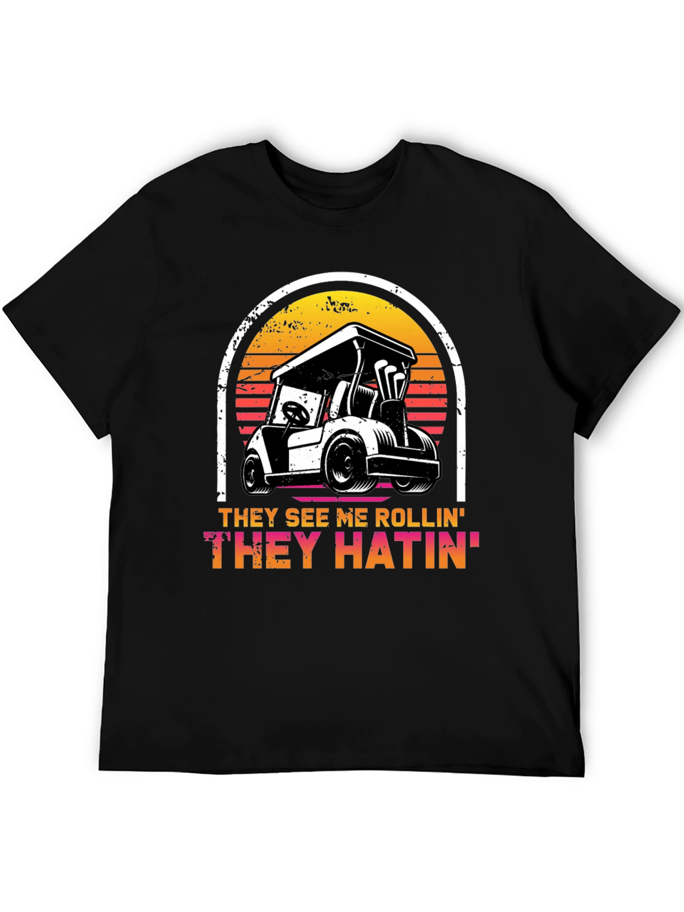 Black Funny Golf Cart T-Shirt - They See Me Rollin' Tee view 5