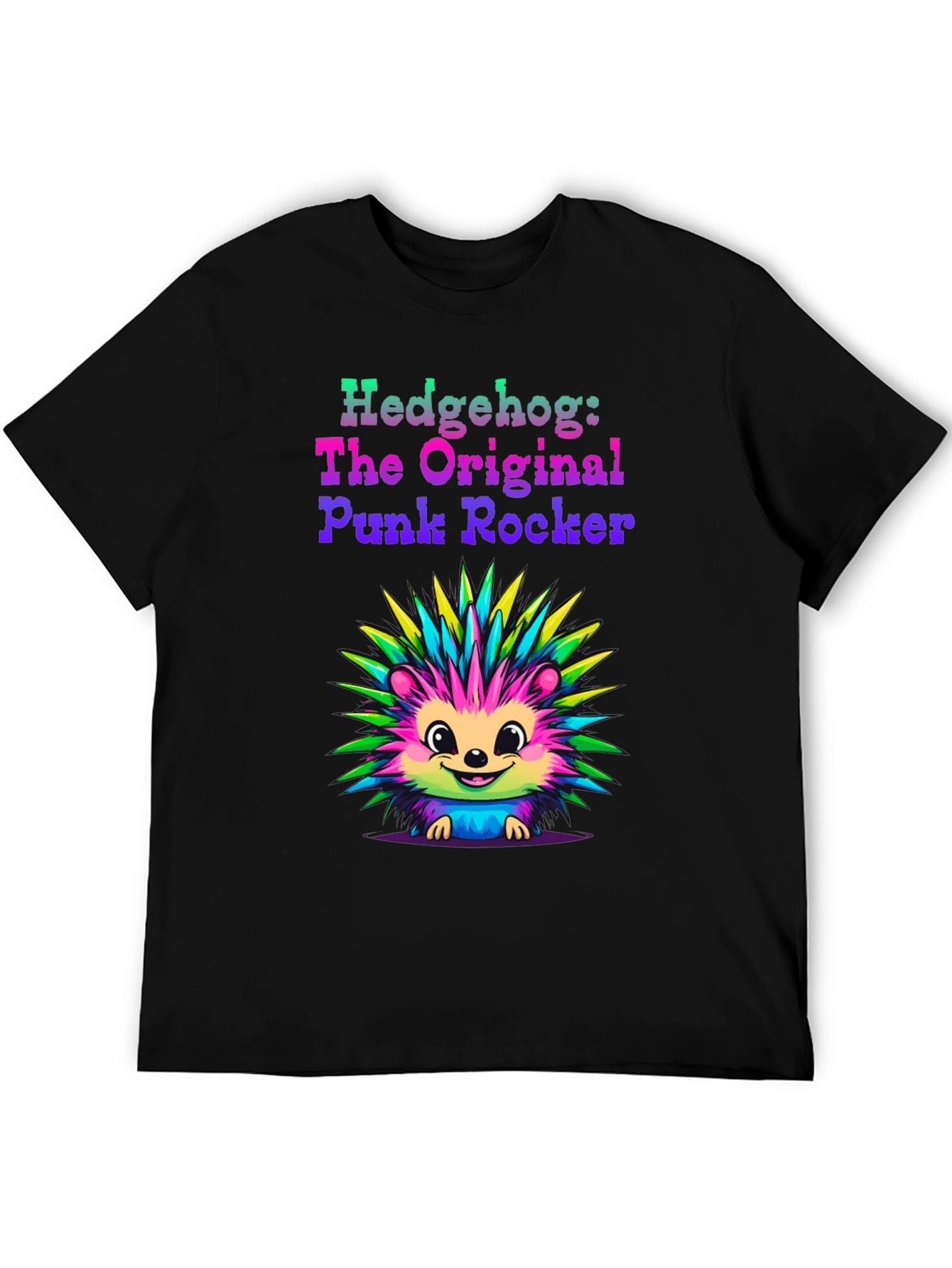 Black Hedgehog Punk Rocker Graphic Tee view 5