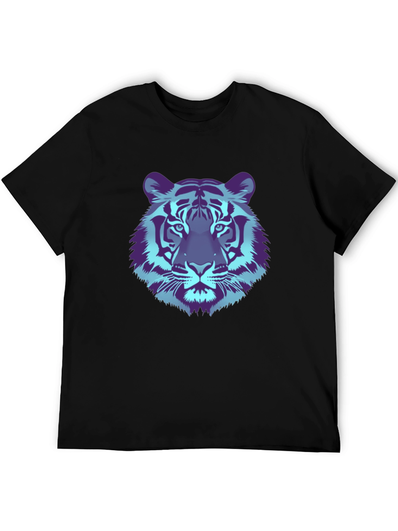 Black Cool Tiger Graphic Tee - Black Cotton T-Shirt view 5