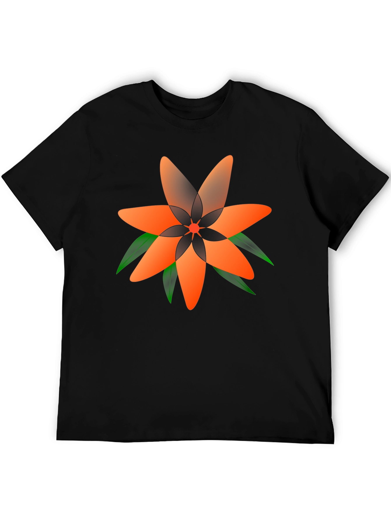 Black Geometric Floral Tee - Stylish Black T-Shirt view 5