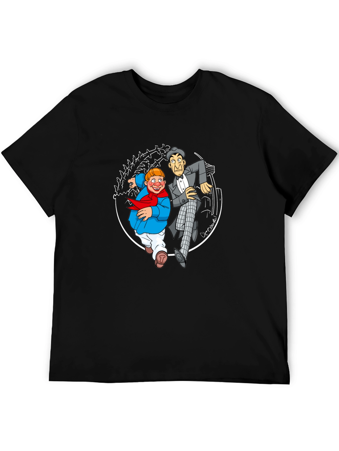 Black Vintage Cartoon Characters Black T-Shirt view 5