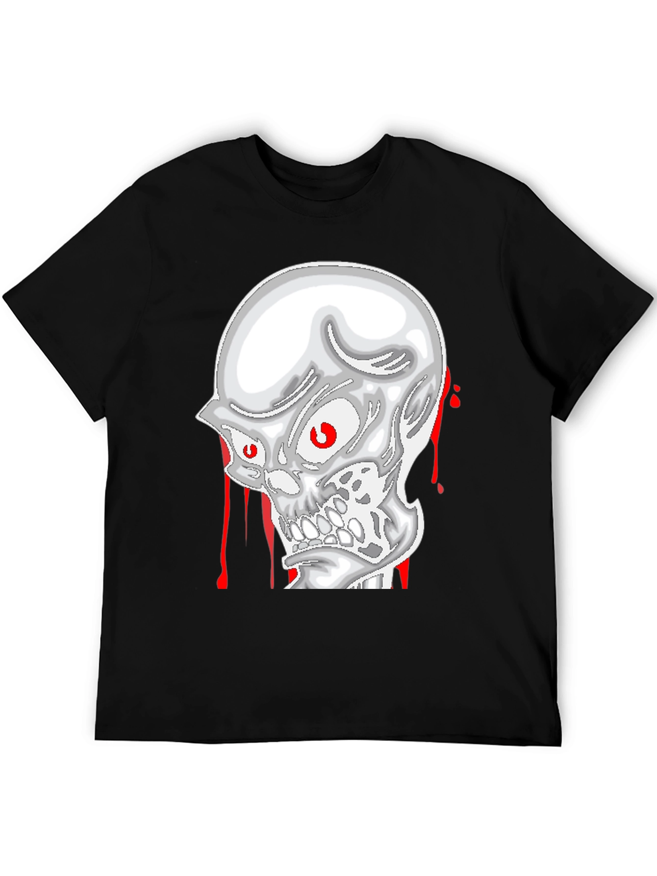 Black Skull Graphic Tee - Men's Black Cotton T-Shirt view 5