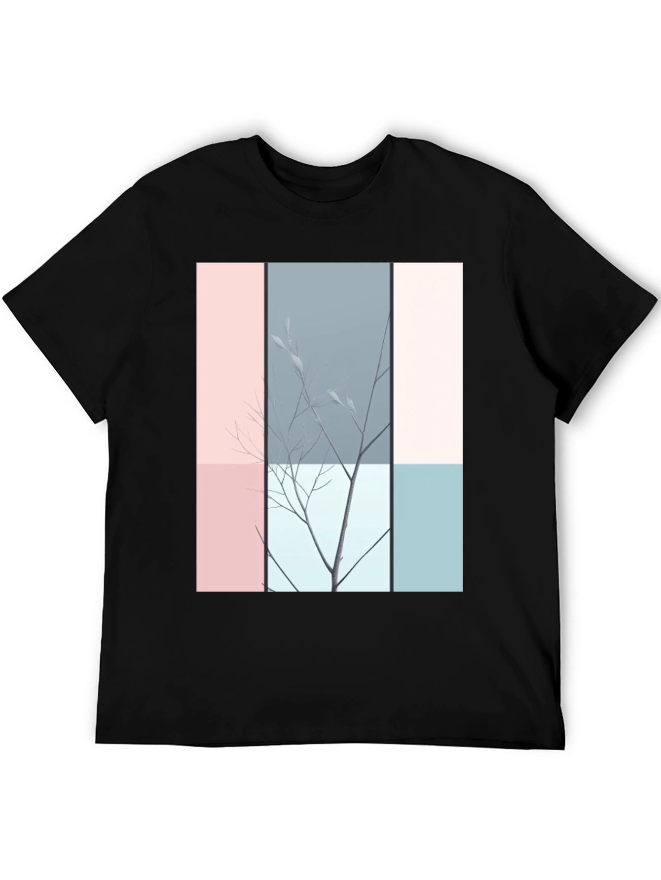 Black Abstract Nature Graphic T-Shirt - Modern Art Tee view 5