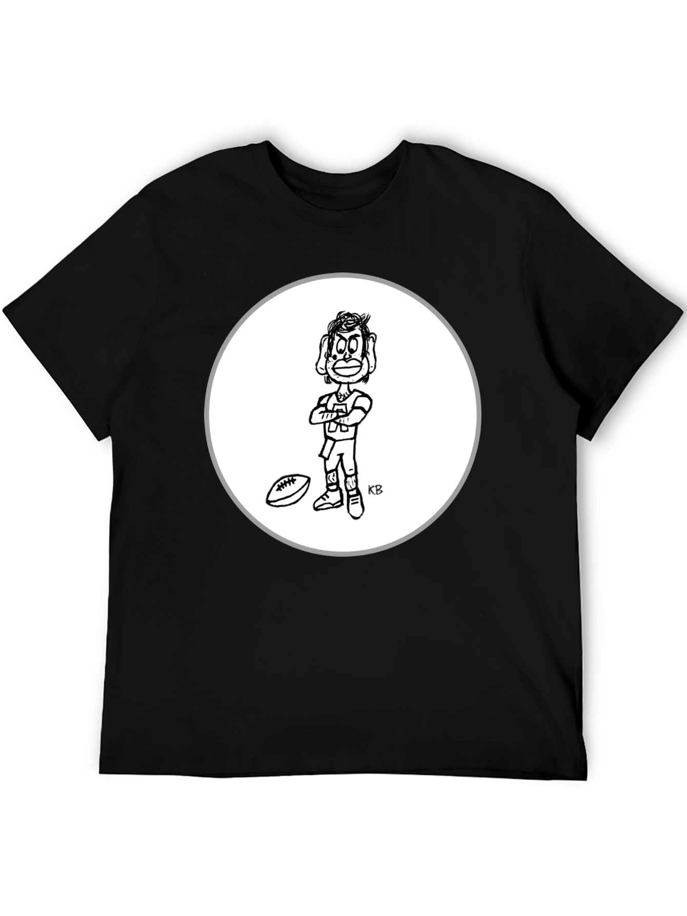 Black Cartoon Football Player Black T-Shirt view 5