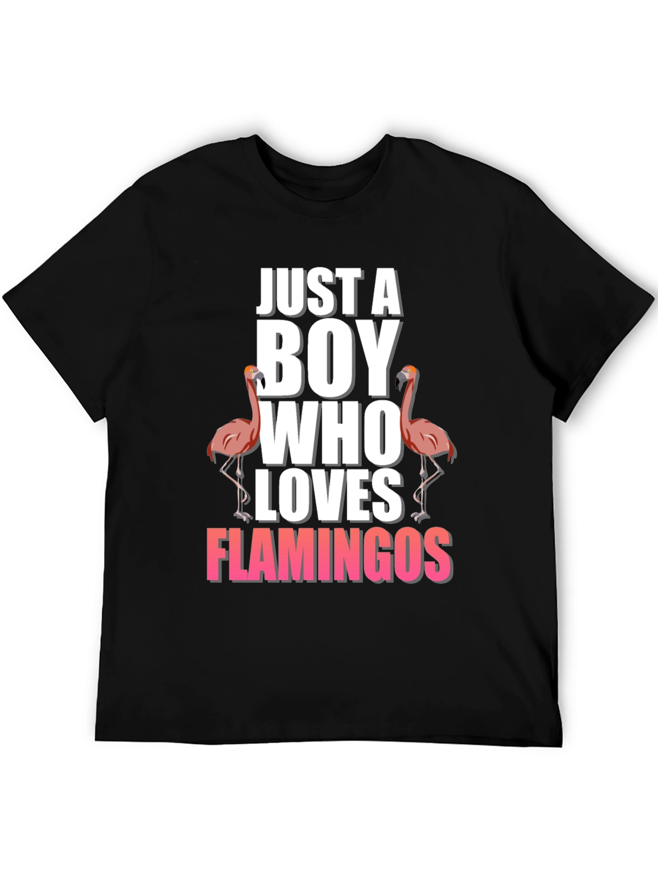 Black Boy Who Loves Flamingos T-Shirt view 5