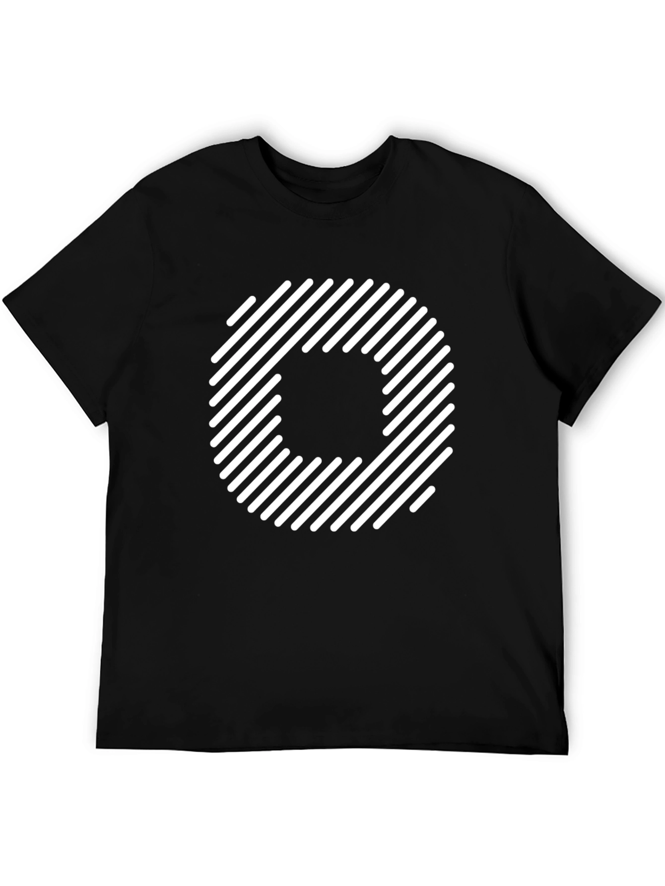 Black Striped O Graphic Tee - Modern Black T-Shirt view 5