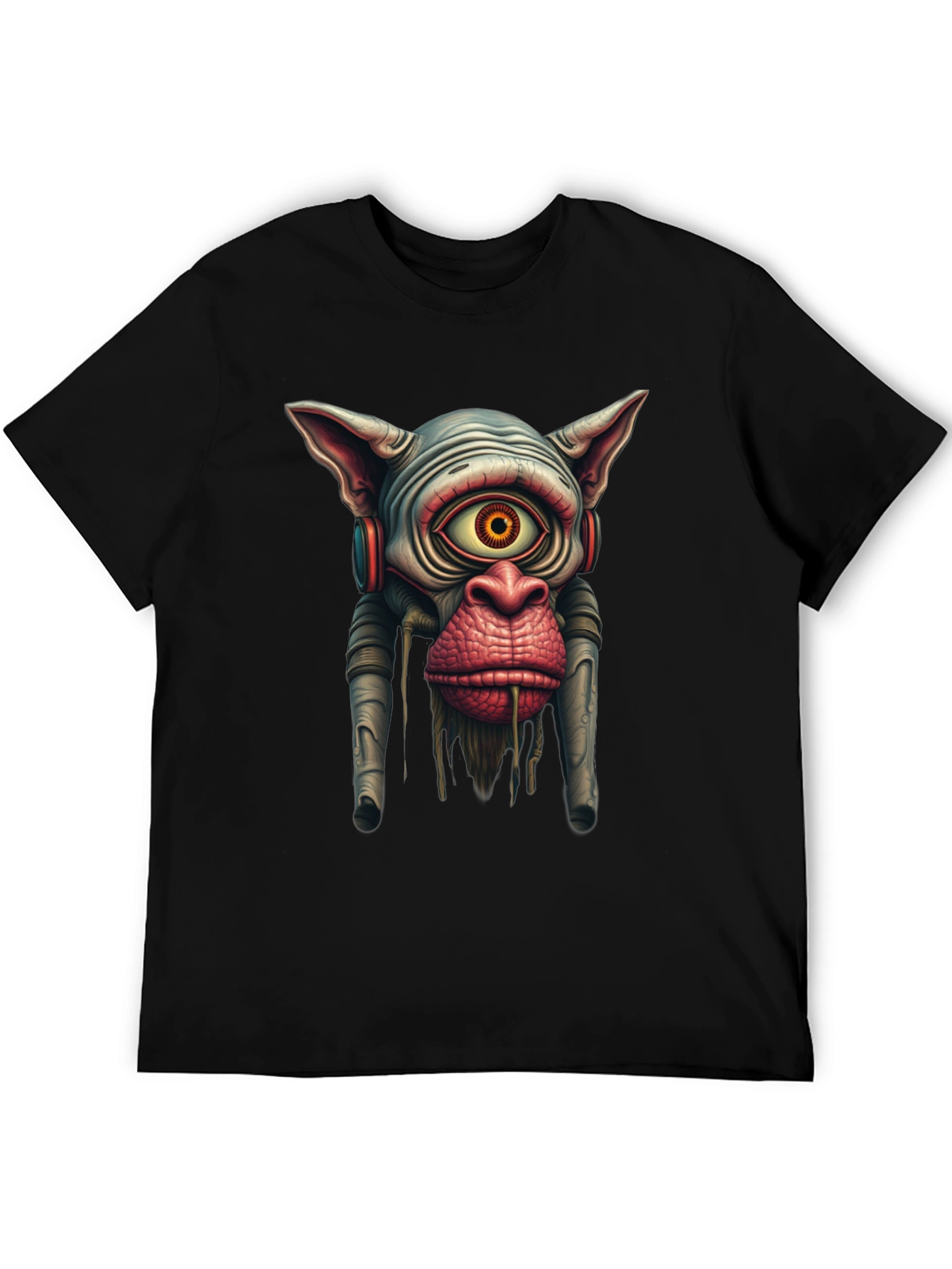 Black Surreal Alien Monkey Graphic Black T-Shirt view 5