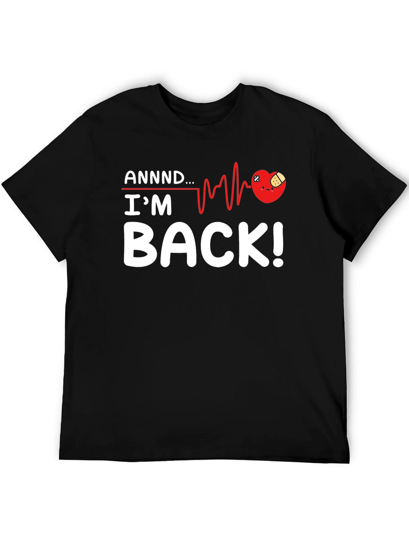 Black I'm Back! Heartbeat Recovery Graphic Tee view 5