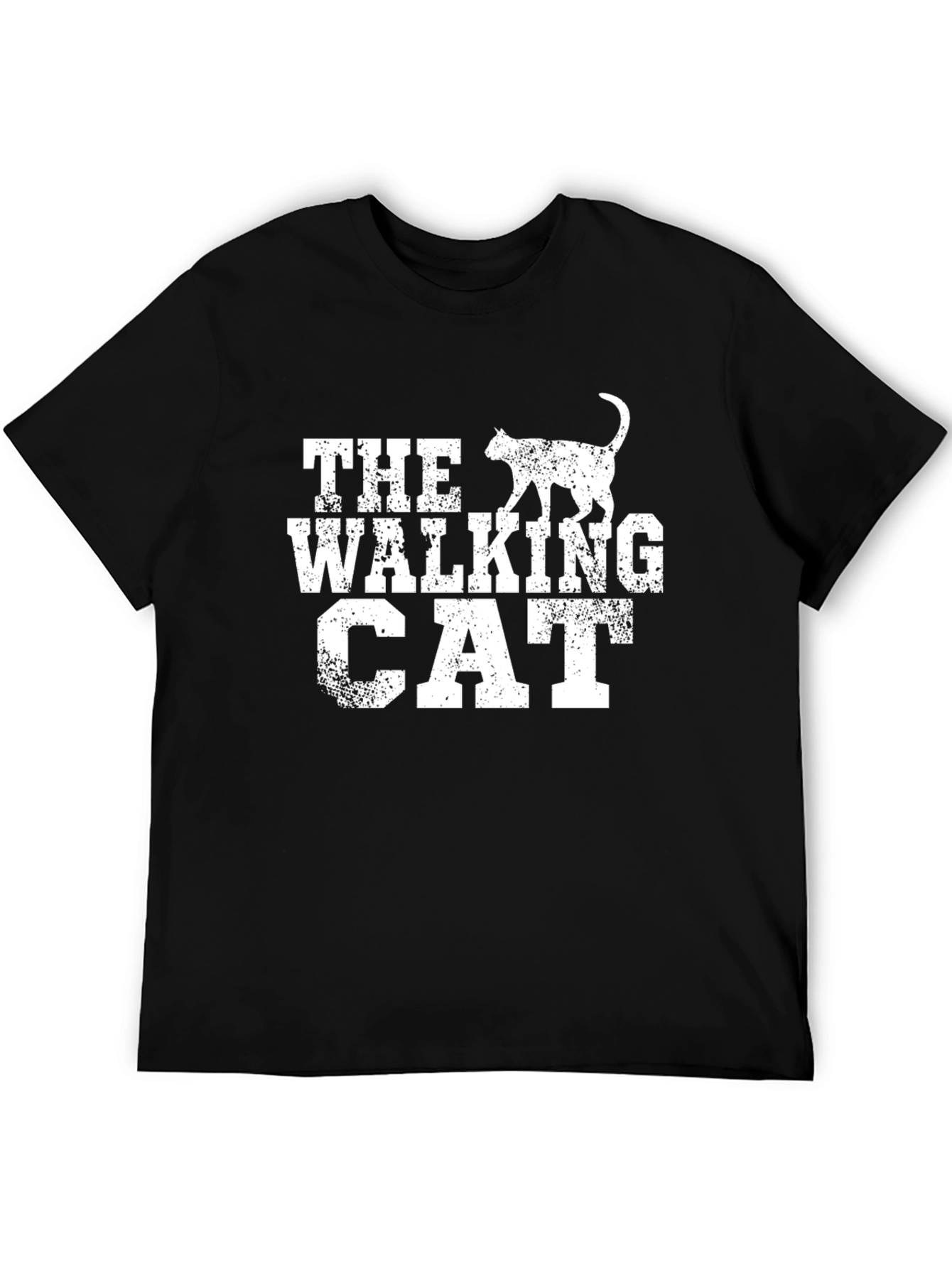 Black The Walking Cat Black T-Shirt view 5