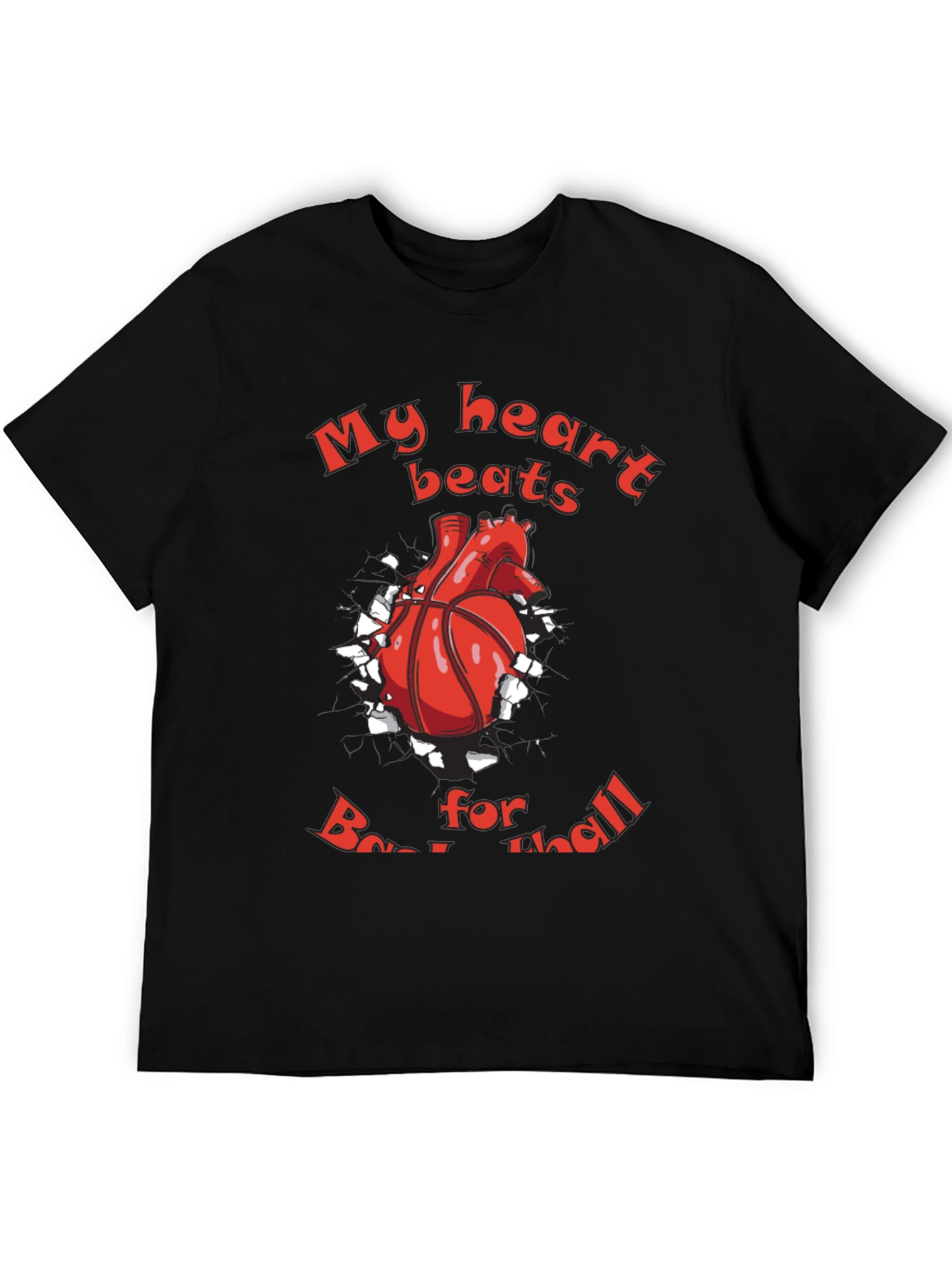 Black Basketball Heartbeat Graphic T-Shirt view 5