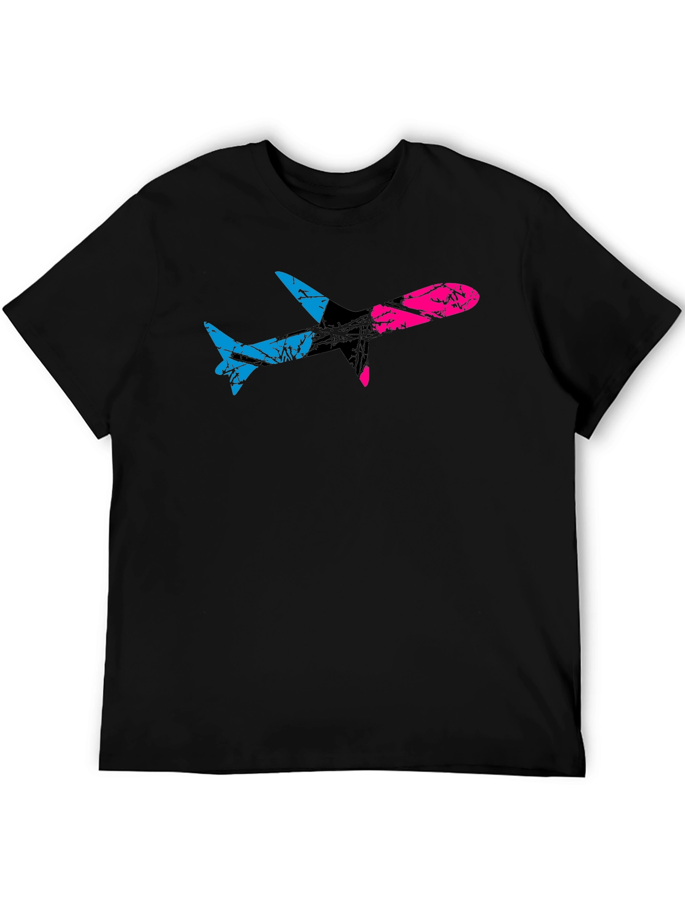 Black Bi-Color Airplane Graphic Tee view 5