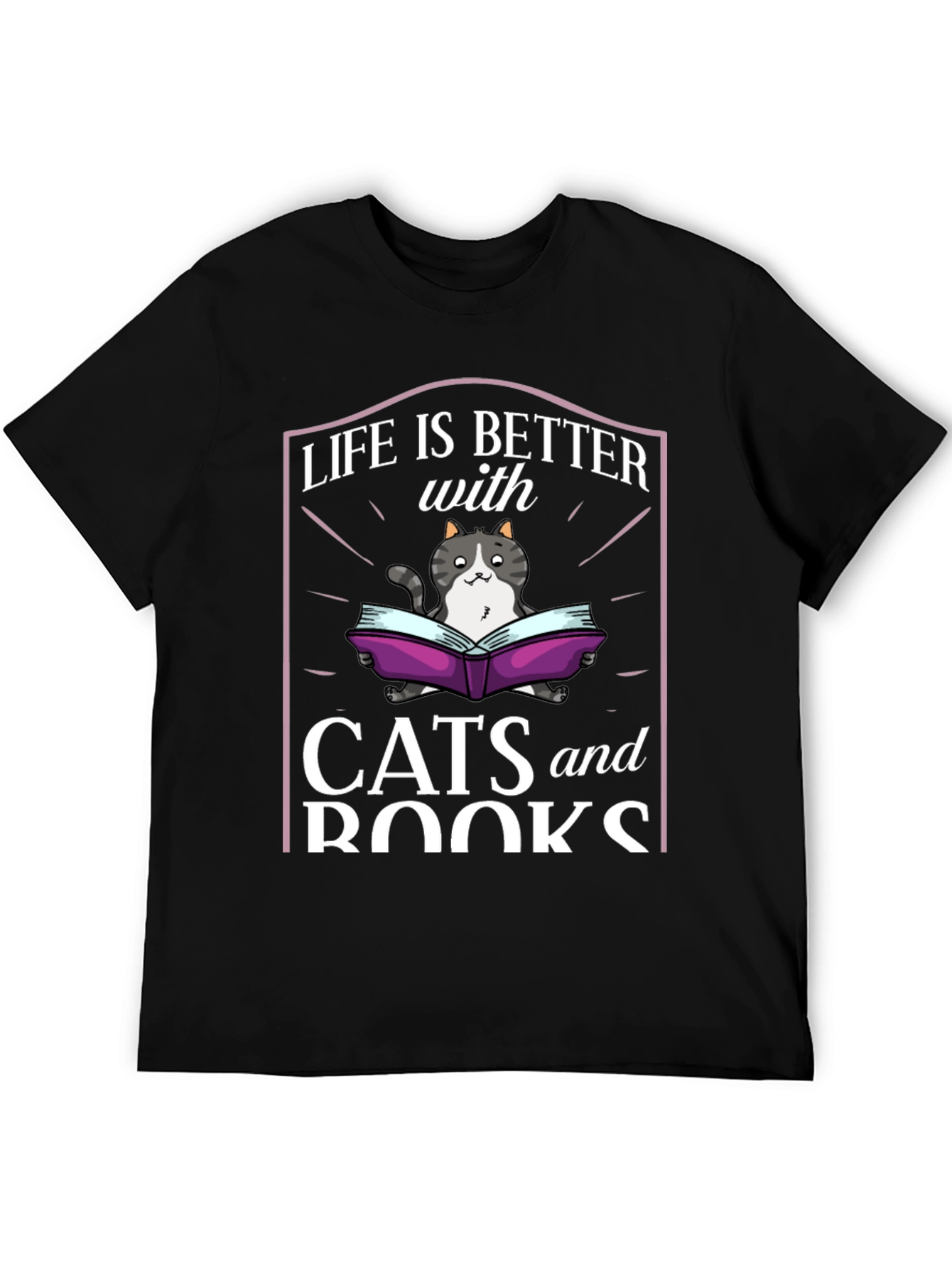 Black Life is Better with Cats and Books T-Shirt view 5
