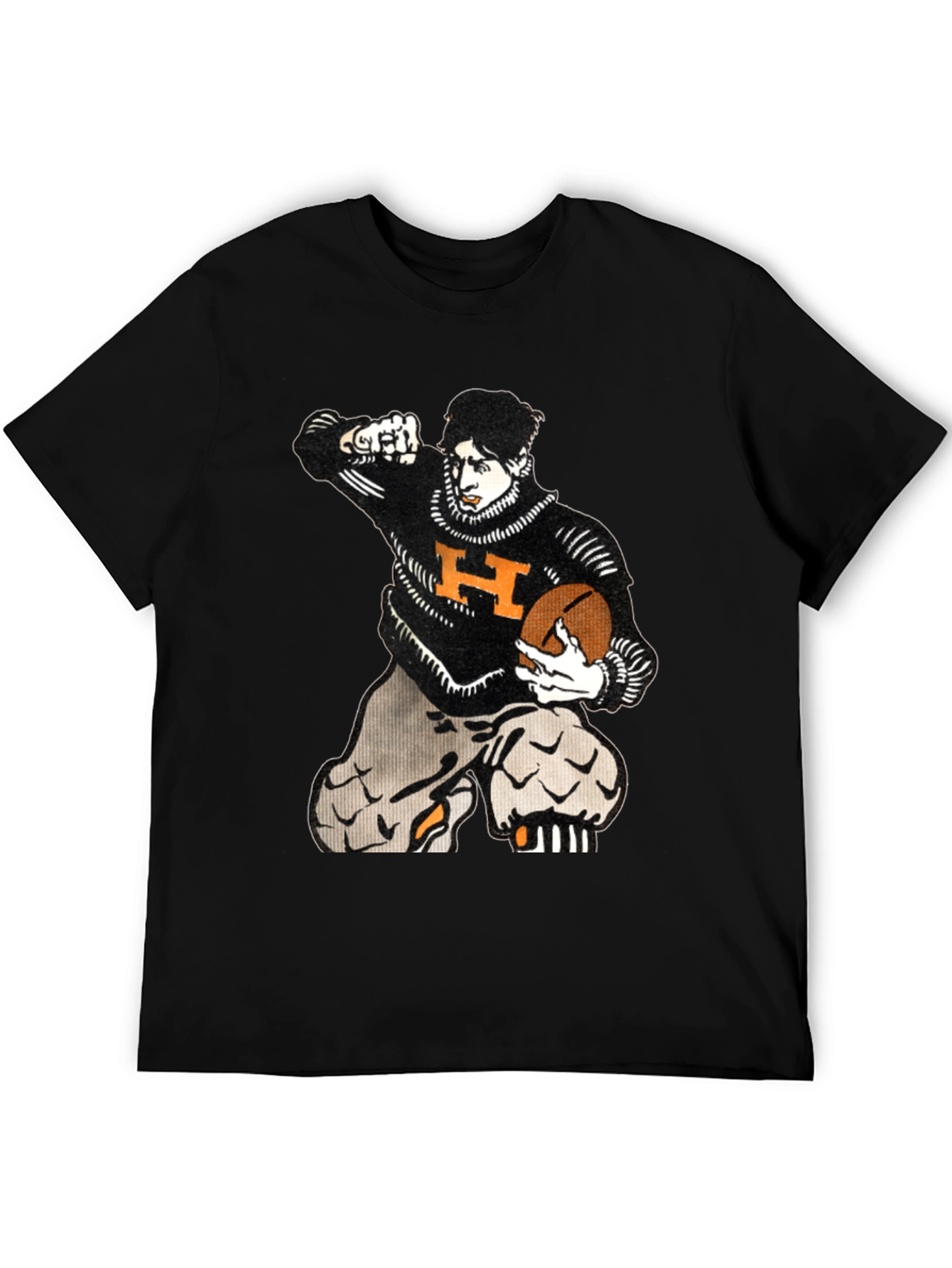 Black Vintage Football Player Graphic T-Shirt - Black view 5