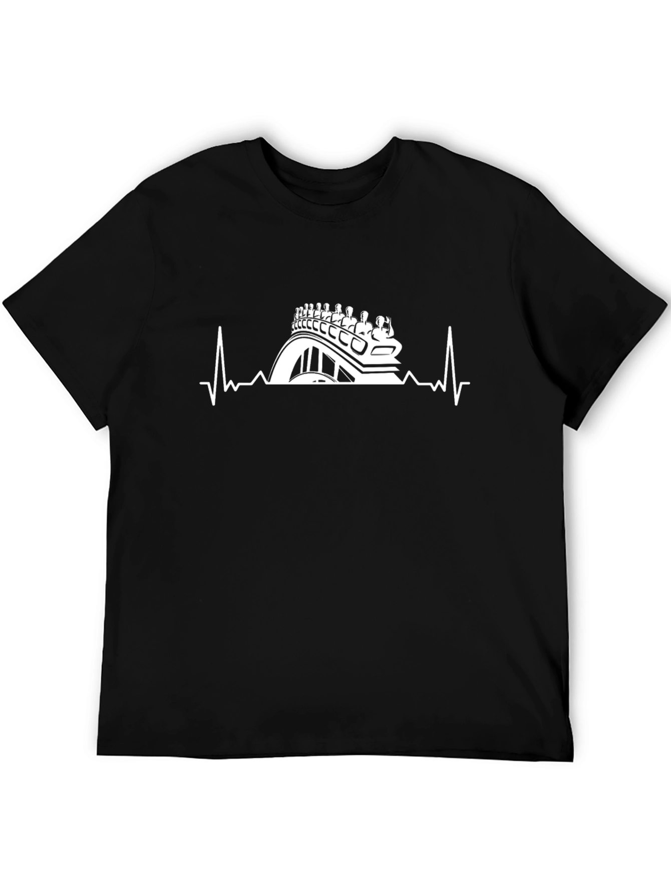 Black Roller Coaster Heartbeat T-Shirt - Thrill Ride Tee view 5