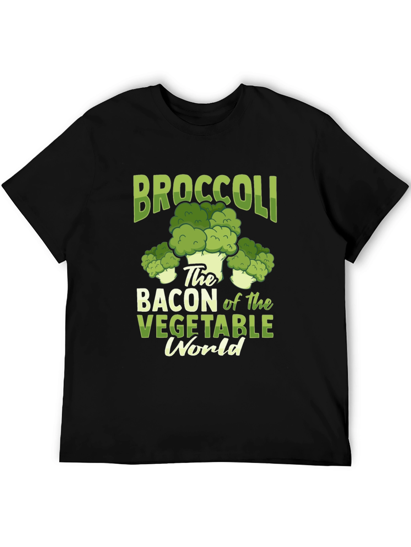 Black Broccoli Bacon Vegetable World Graphic Tee view 5